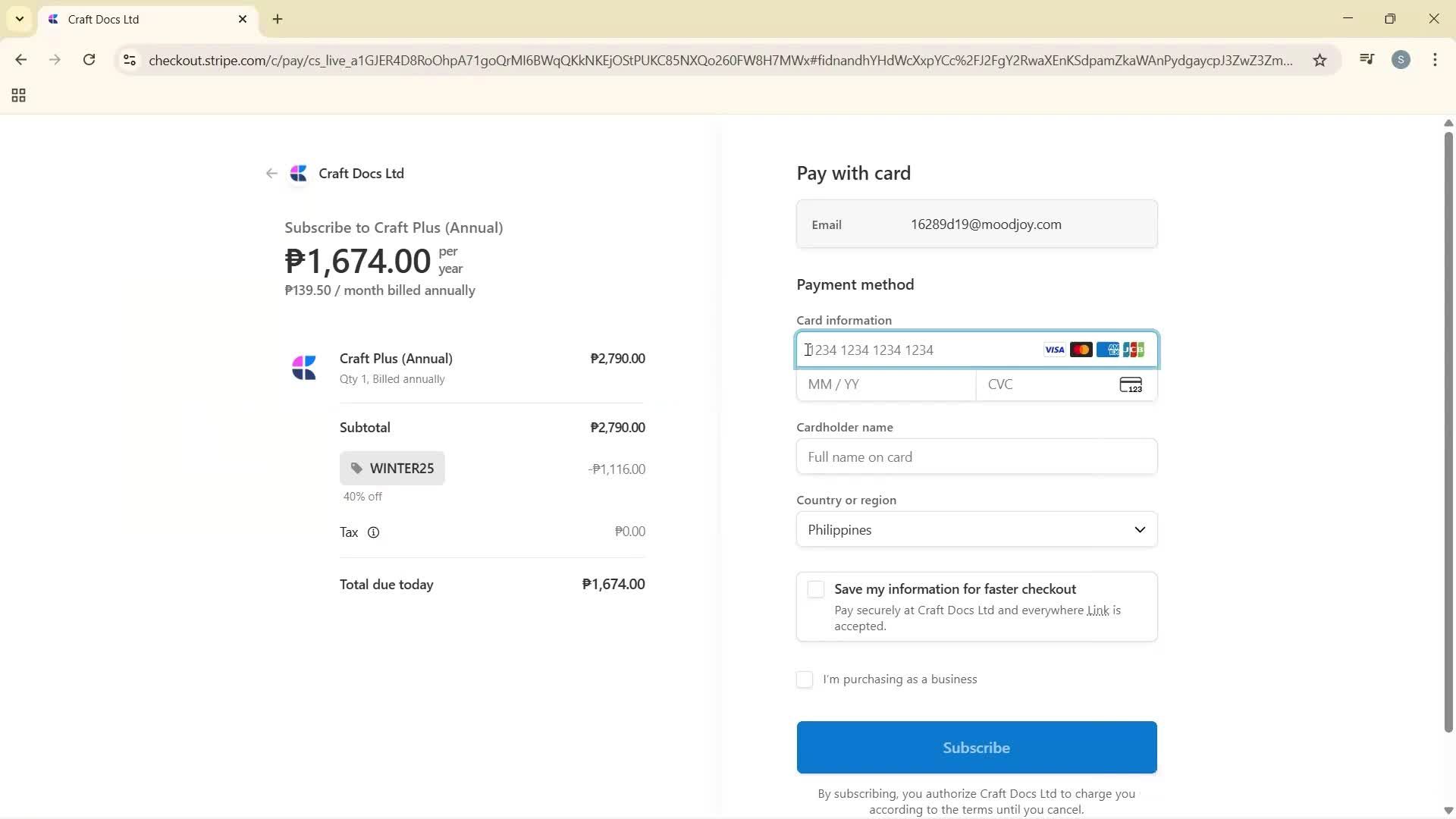 Upgrading your account screenshot