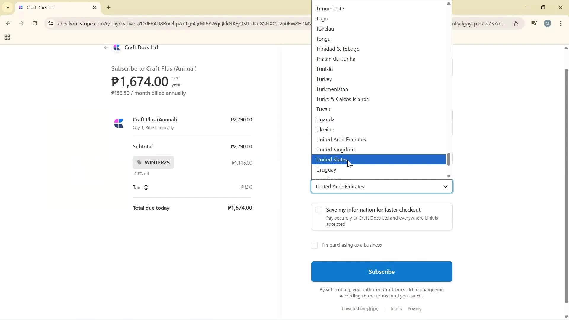 Upgrading your account screenshot