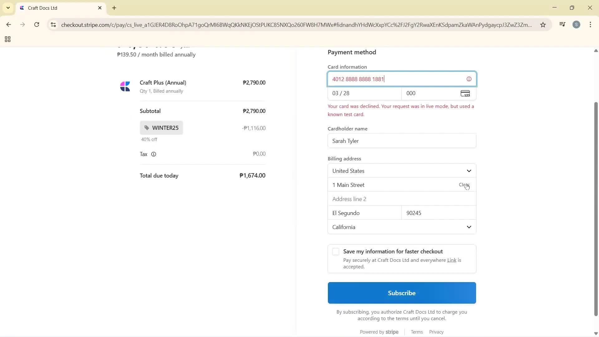 Upgrading your account screenshot