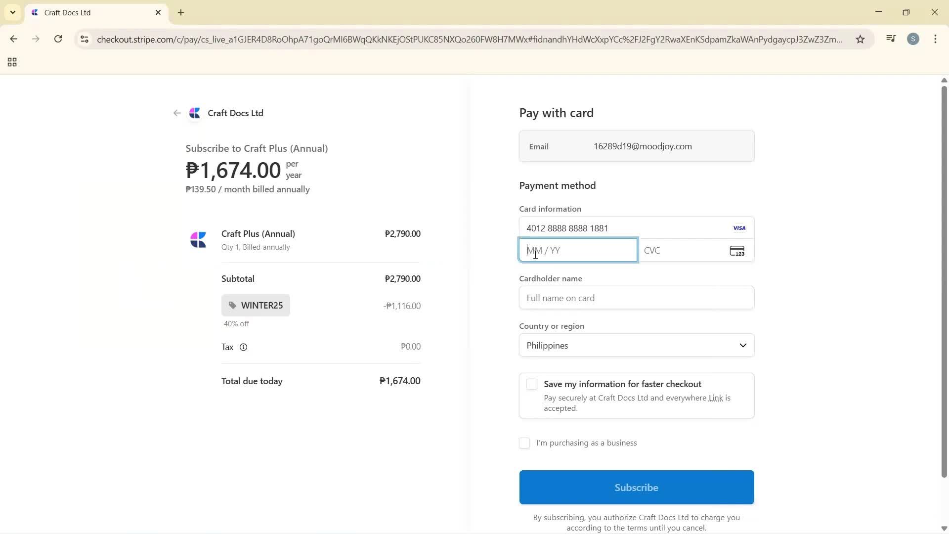 Upgrading your account screenshot
