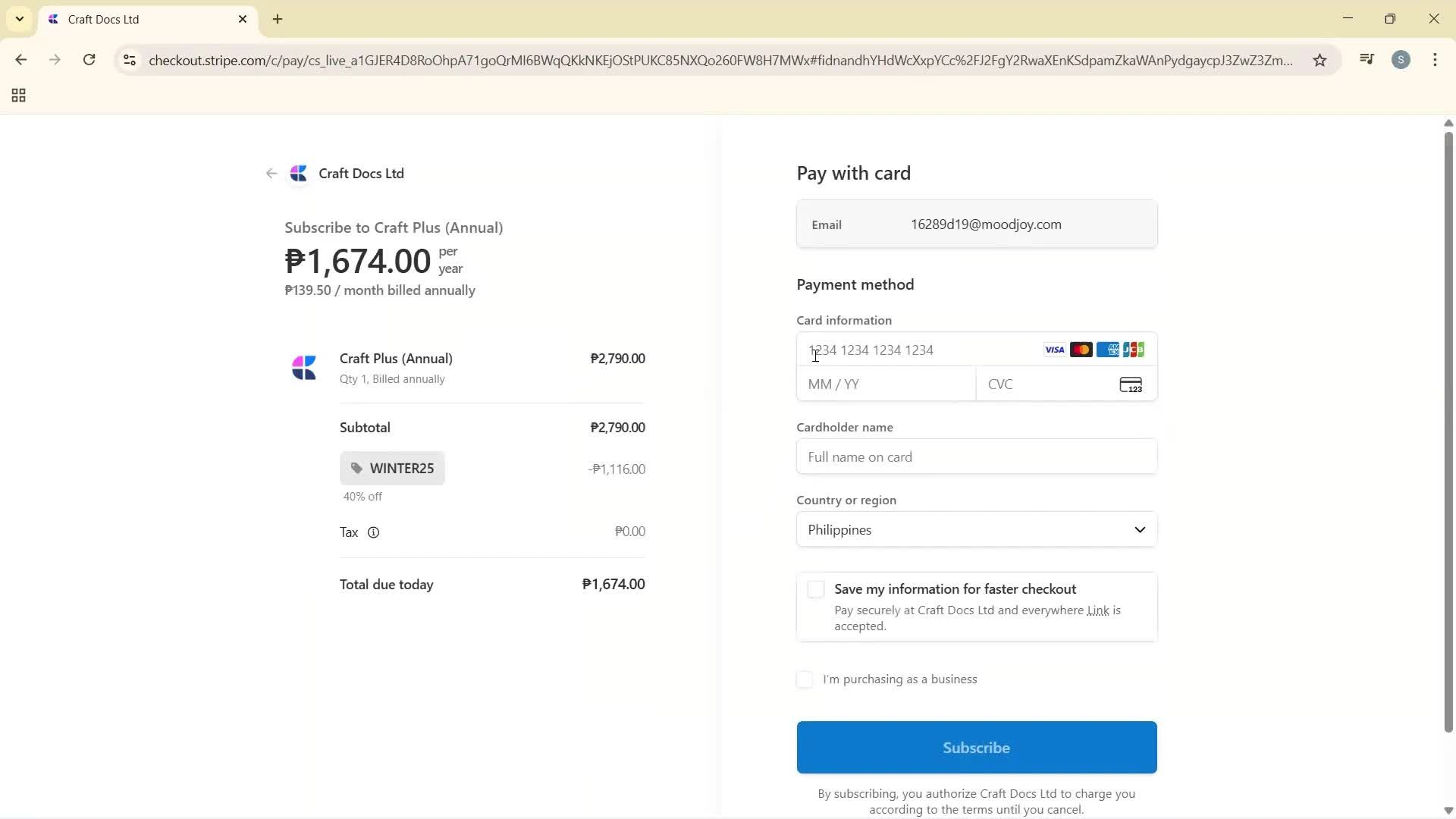 Upgrading your account screenshot