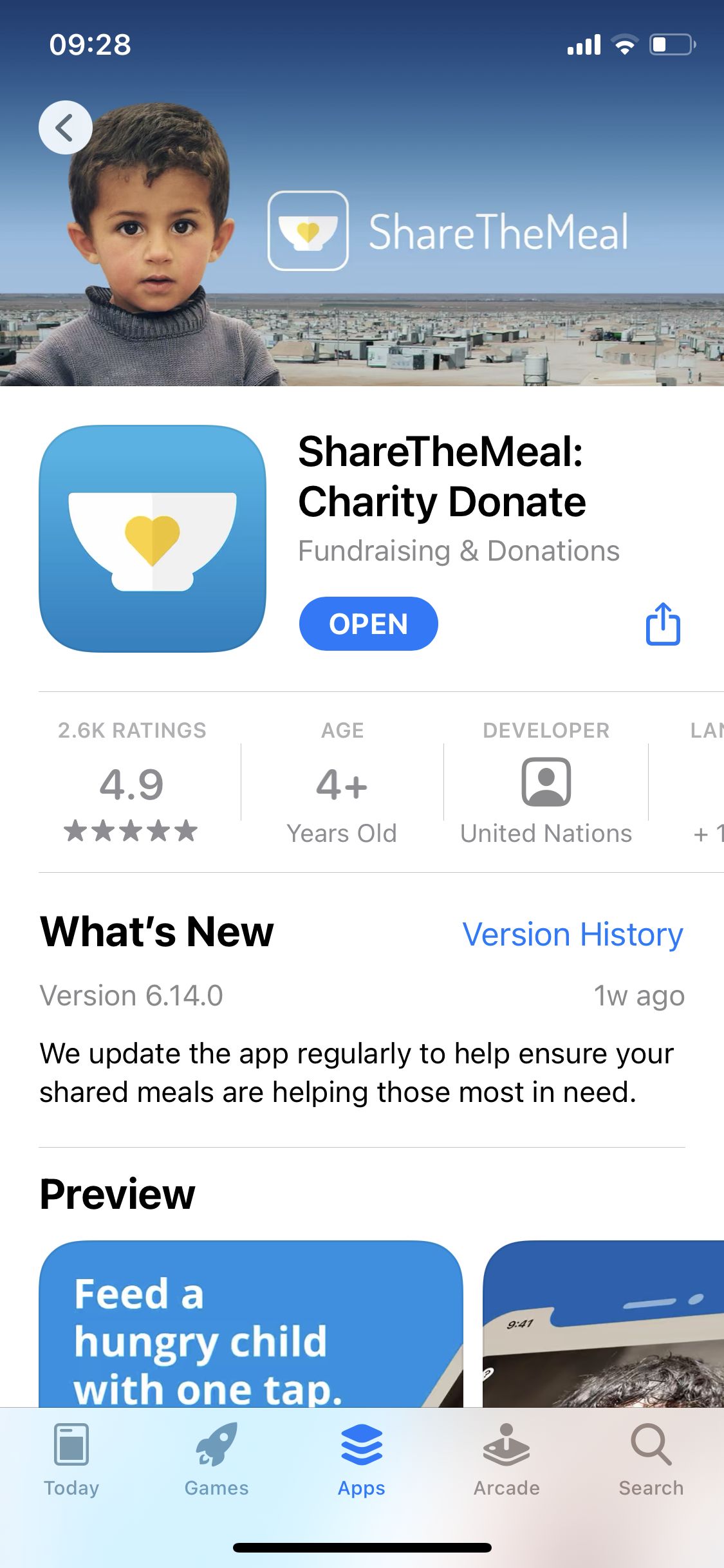 General browsing on ShareTheMeal video thumbnail