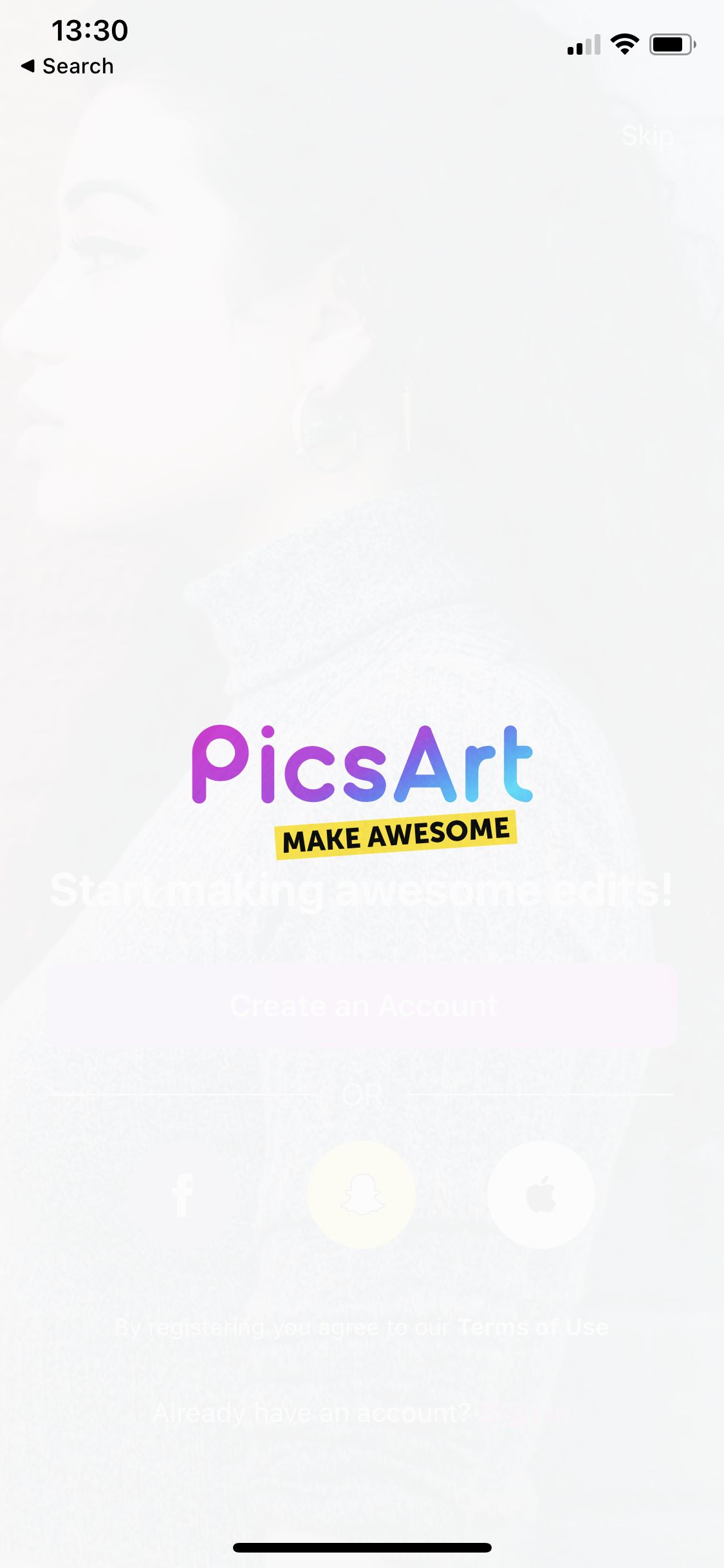 General browsing on PicsArt video thumbnail