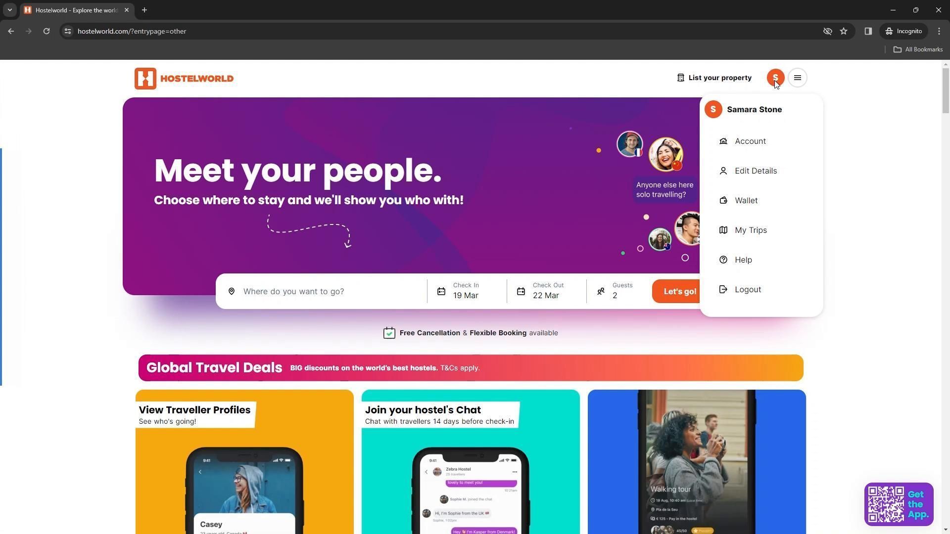 Hostelworld screenshot