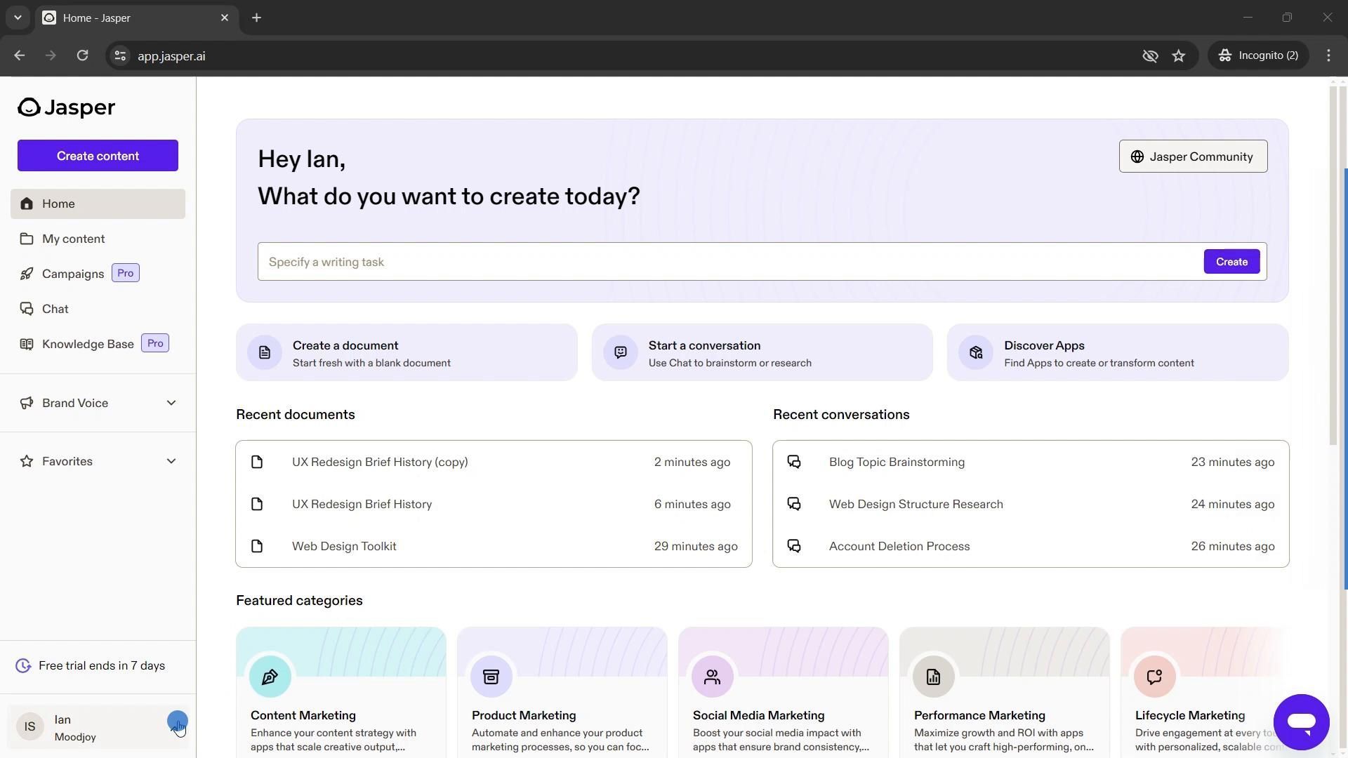 Workspace settings on Jasper video thumbnail