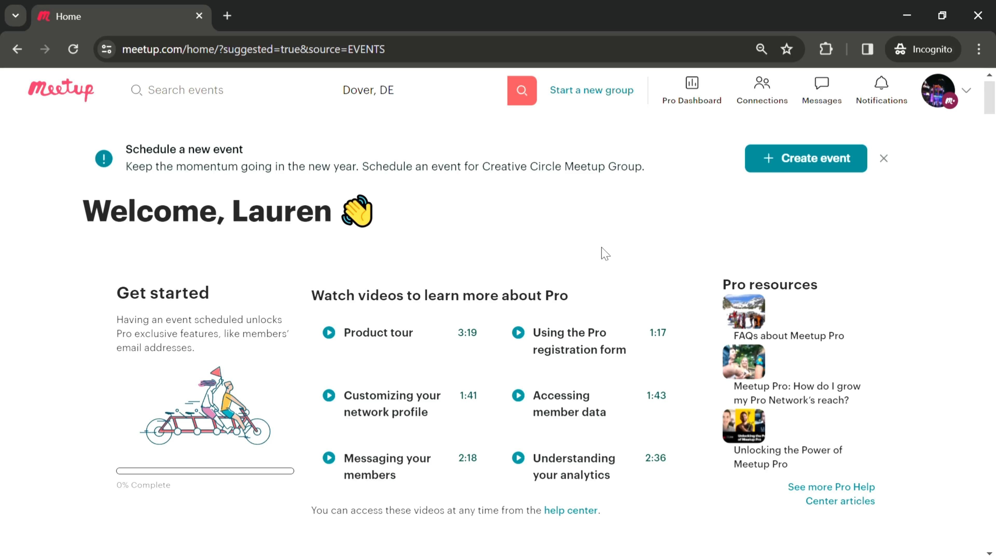 Meetup screenshot