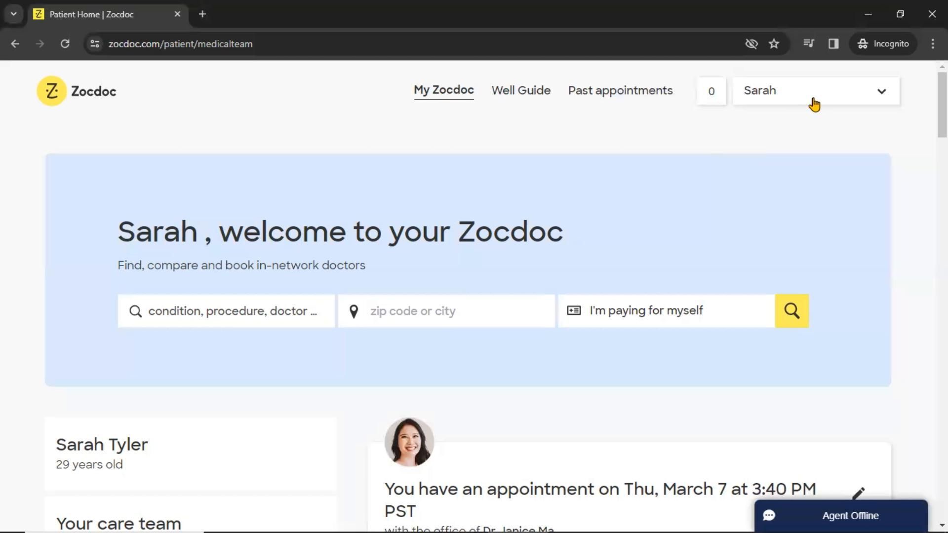 Zocdoc screenshot