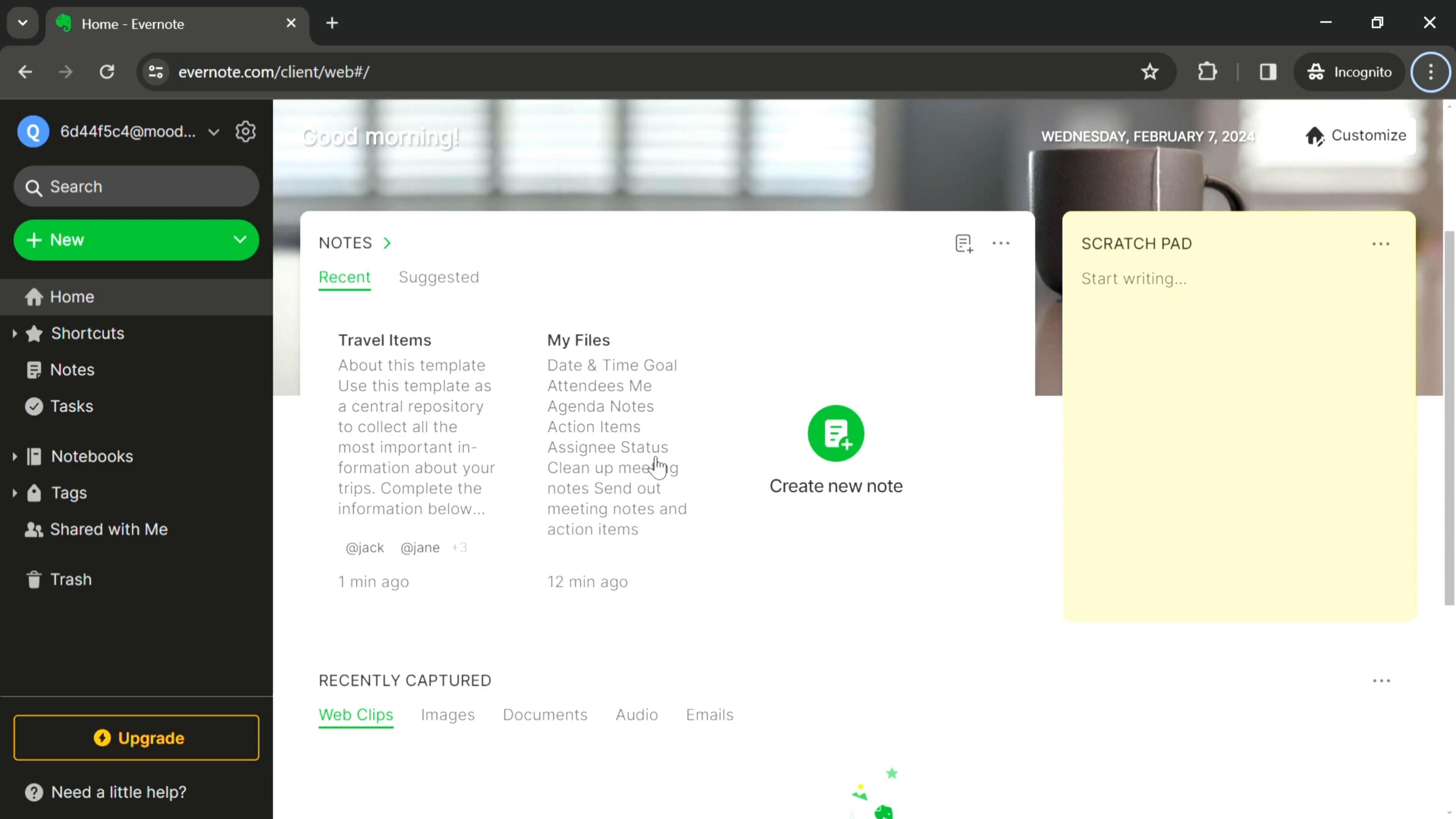 Evernote screenshot