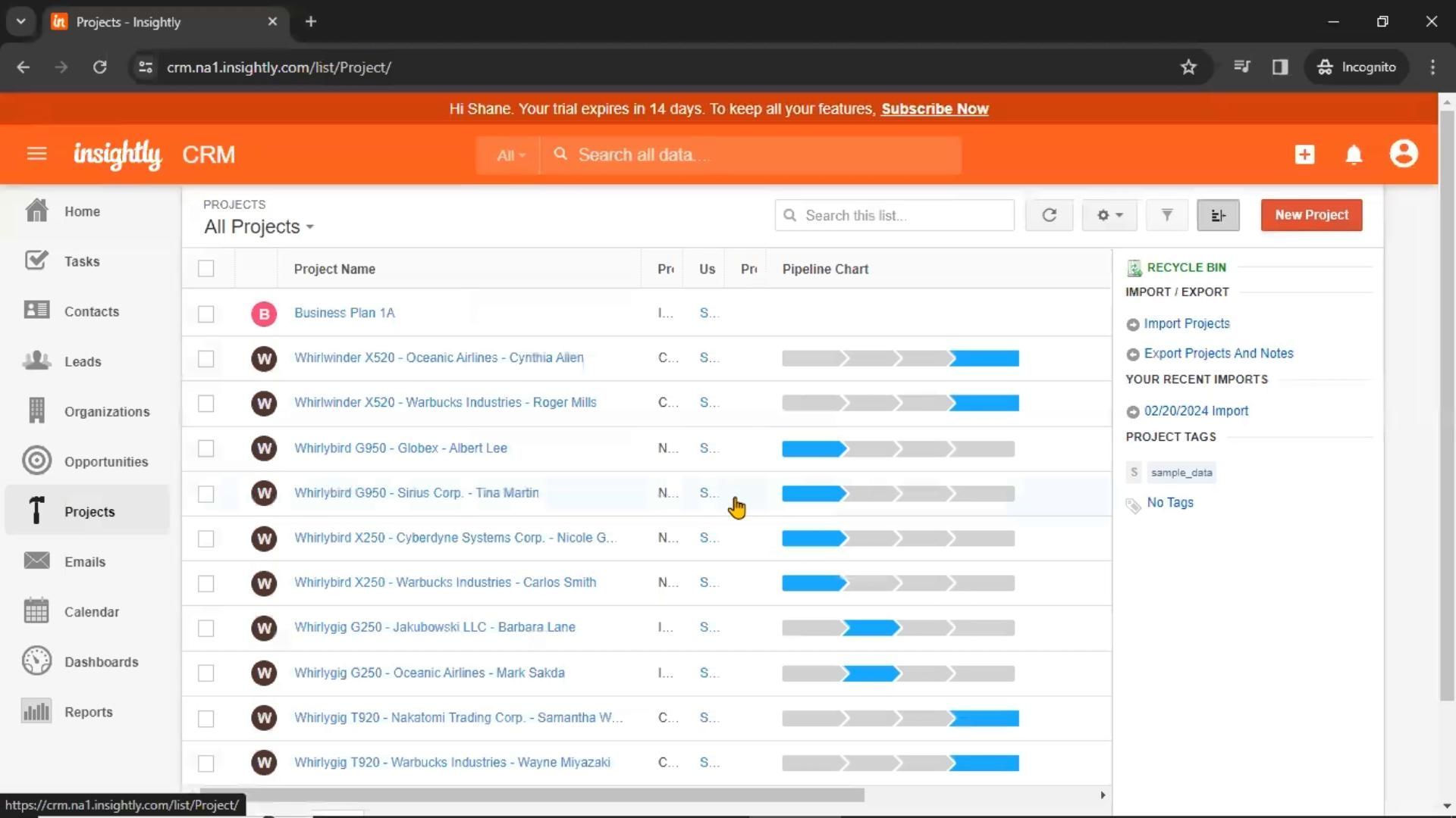 Insightly screenshot