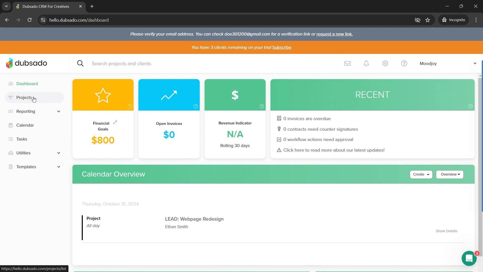 Dubsado screenshot