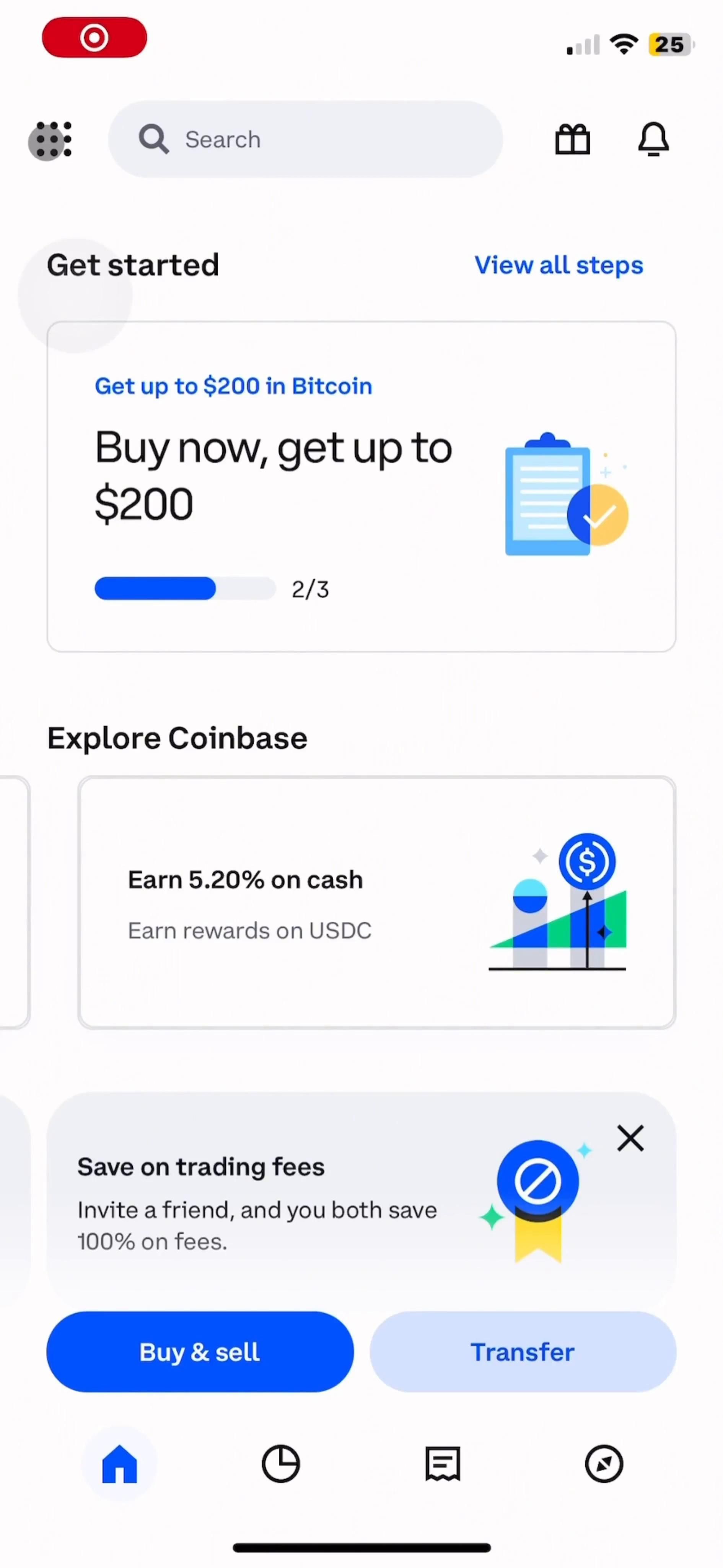 Coinbase screenshot
