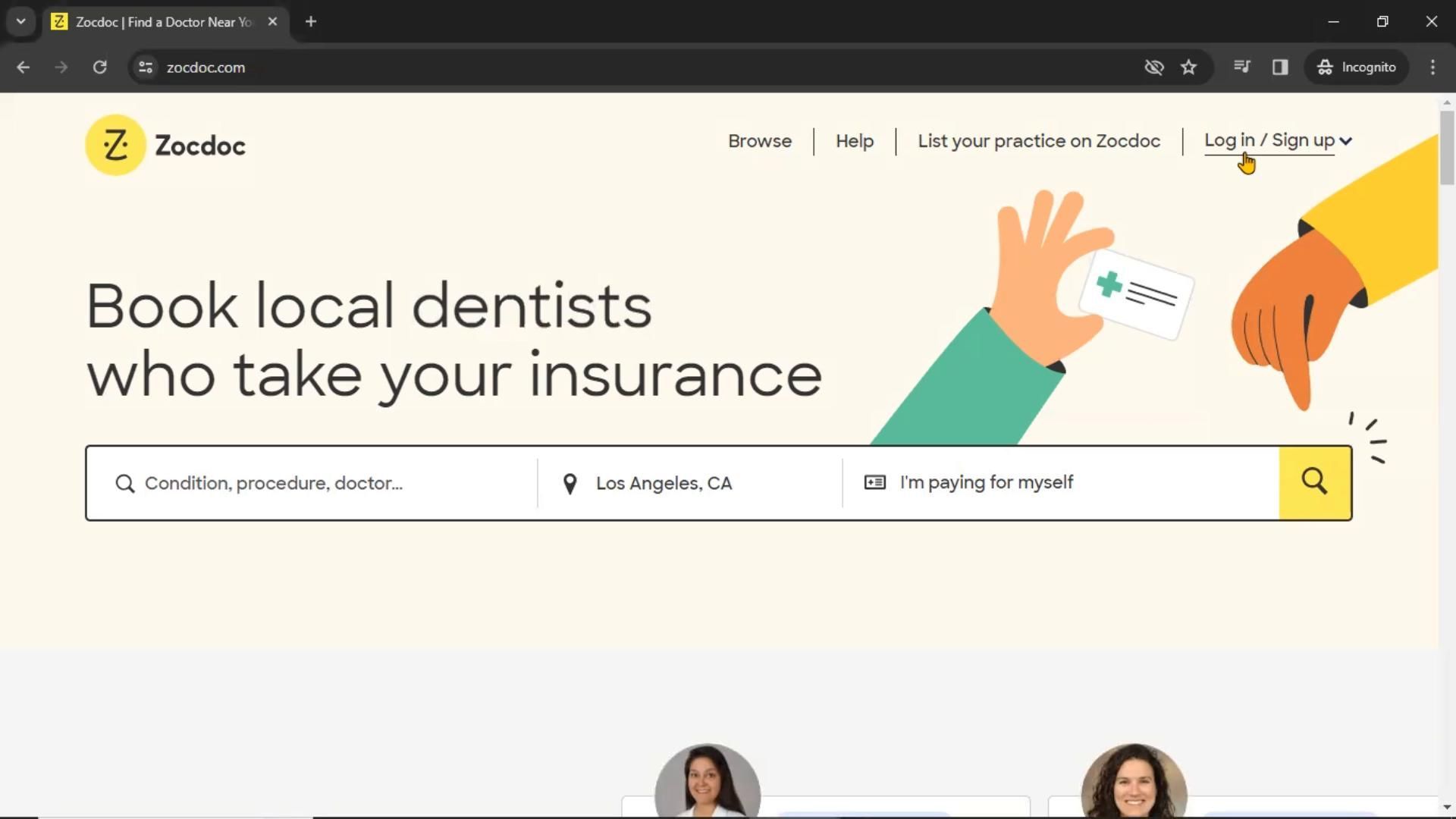 Zocdoc screenshot