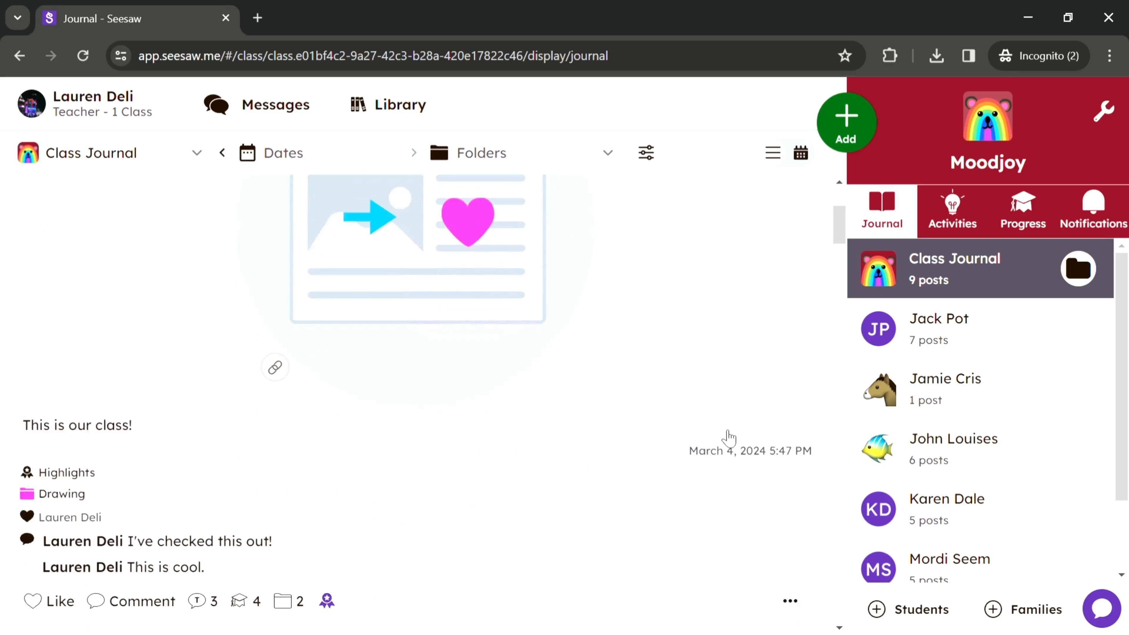 Seesaw screenshot