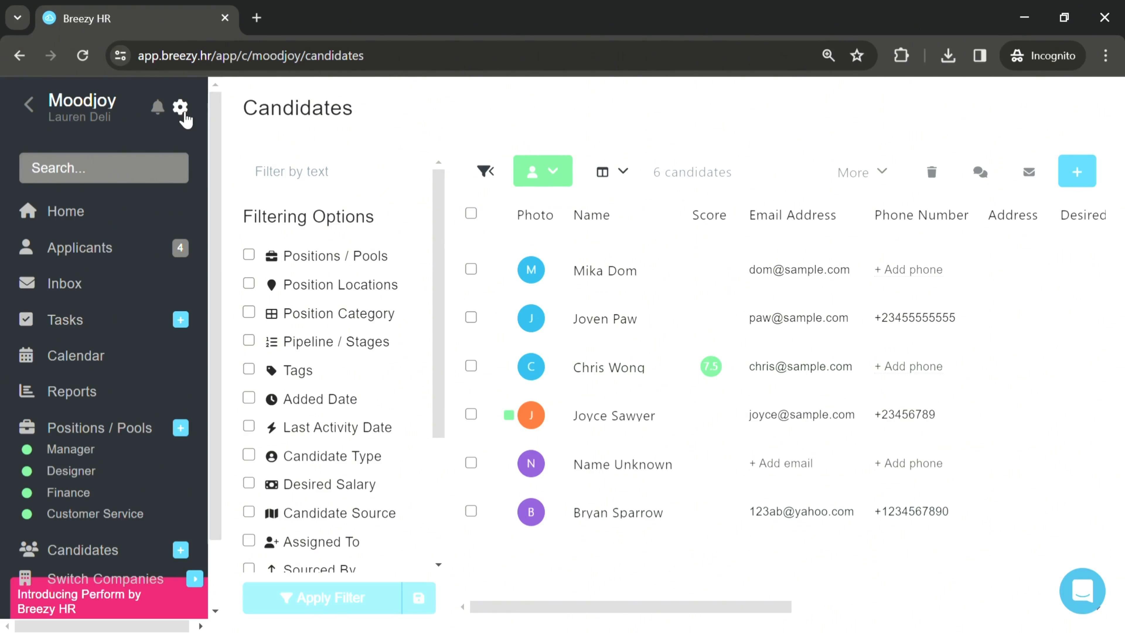 Breezy HR screenshot