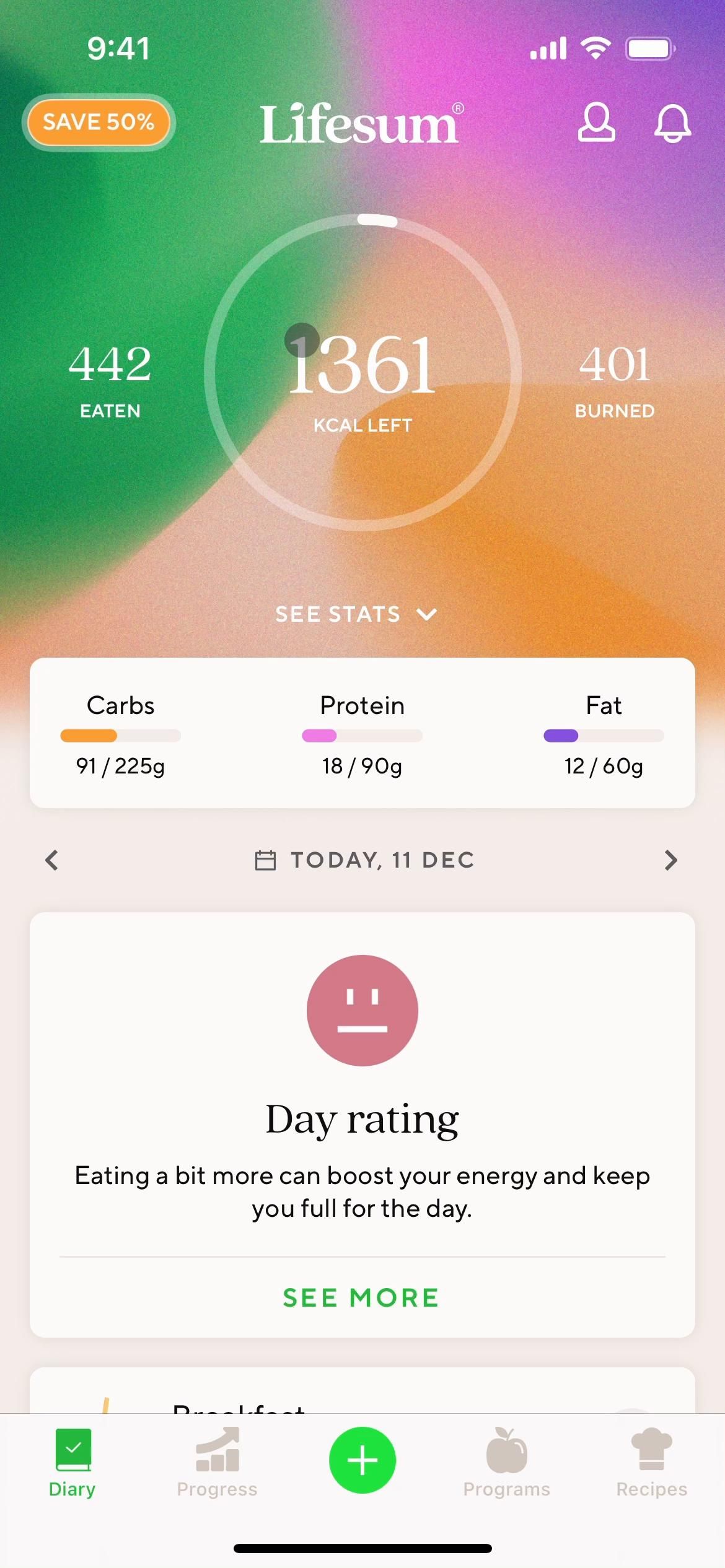 Lifesum screenshot