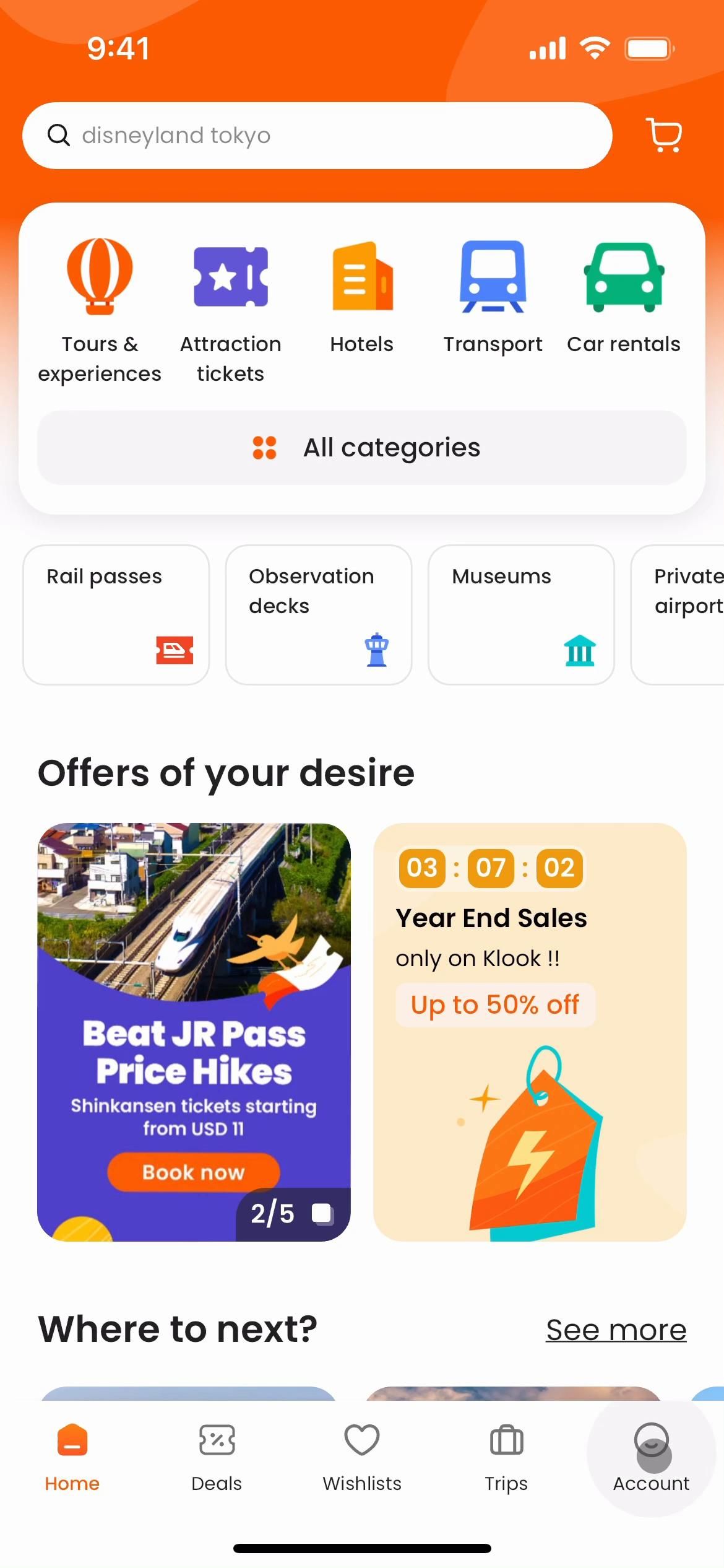 Klook screenshot