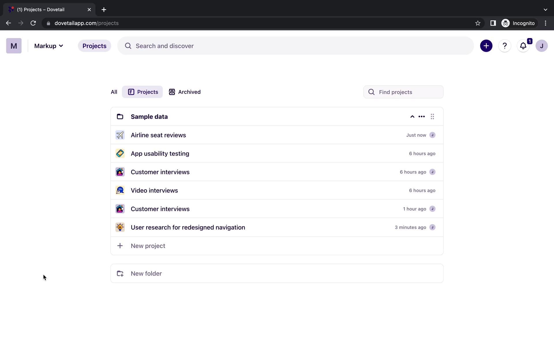 Dovetail screenshot