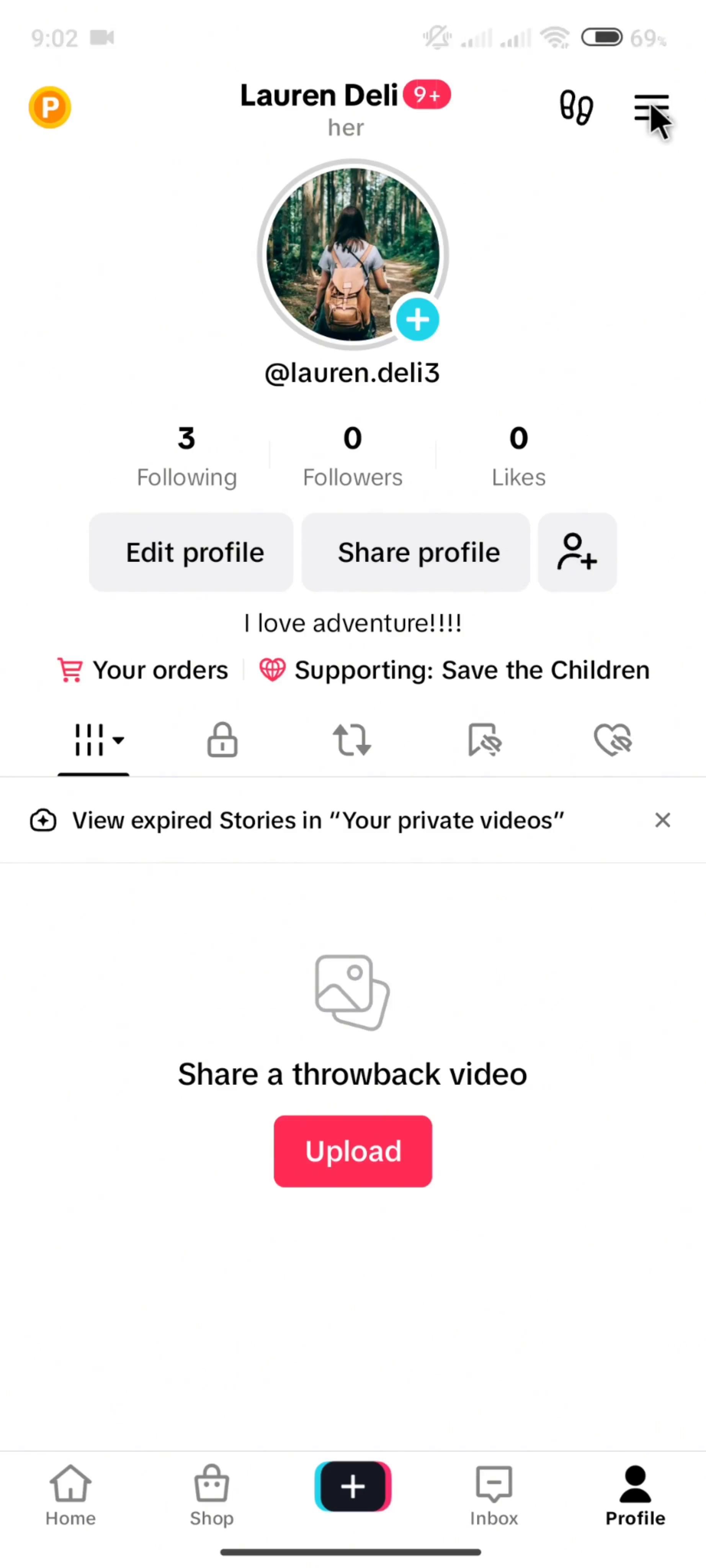 Changing password on TikTok video thumbnail