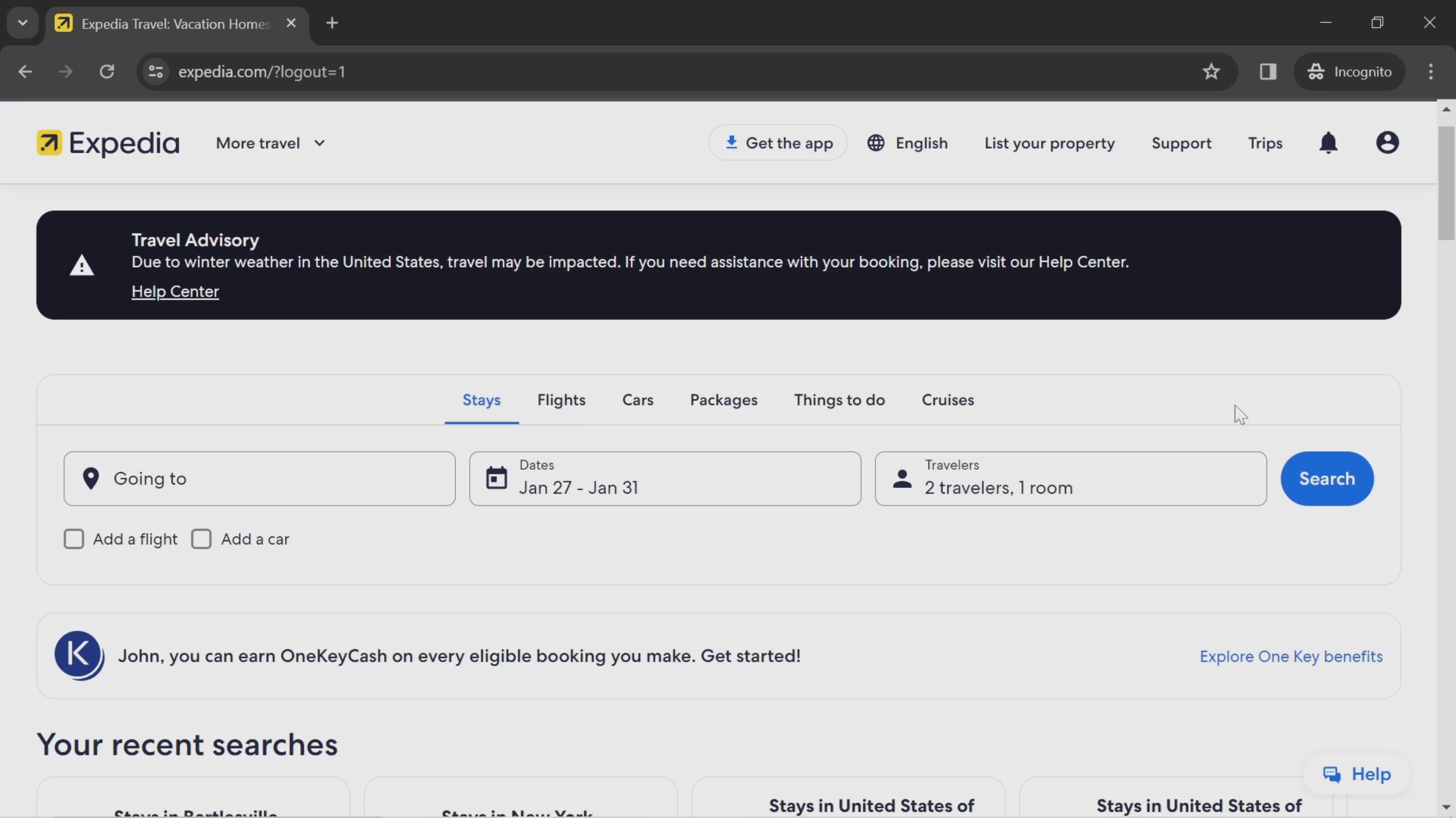 Expedia screenshot