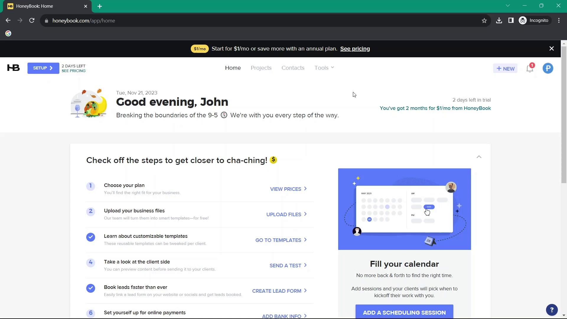 HoneyBook screenshot