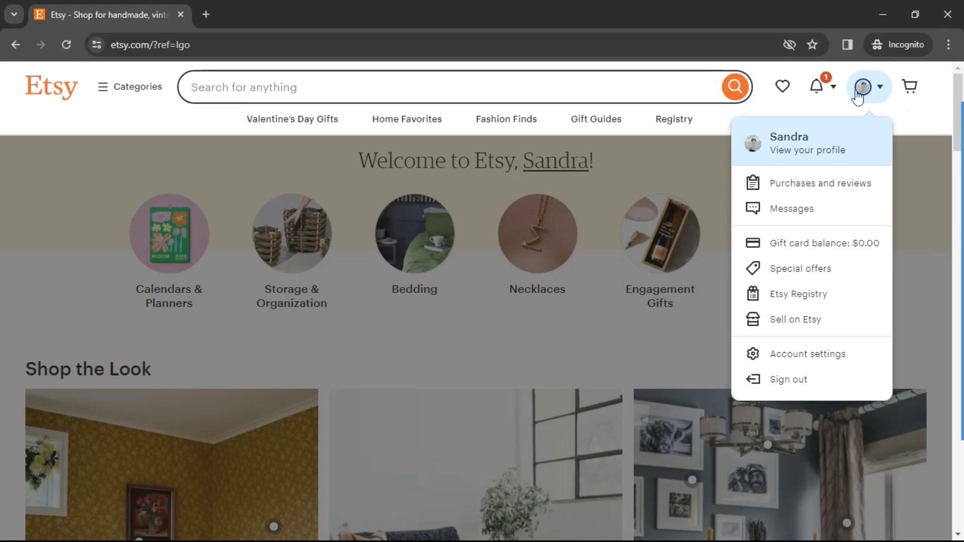 Etsy screenshot