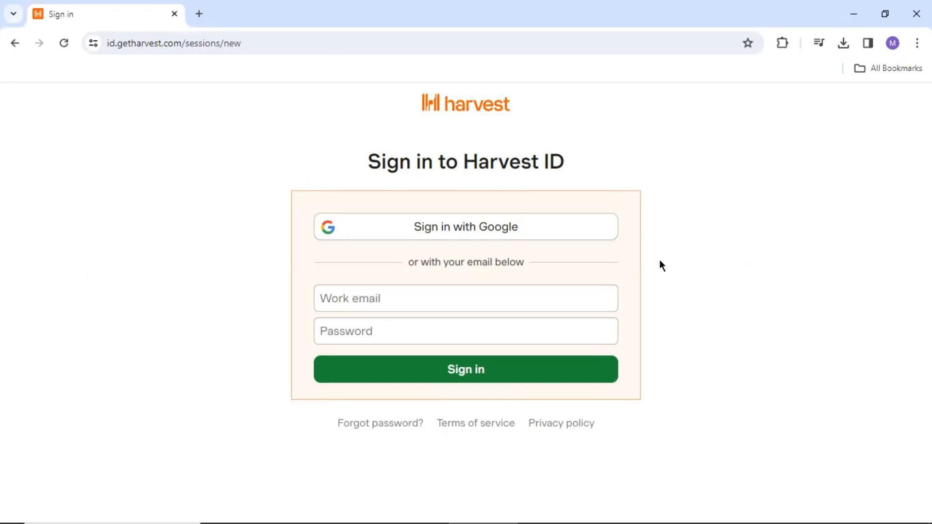 Harvest screenshot