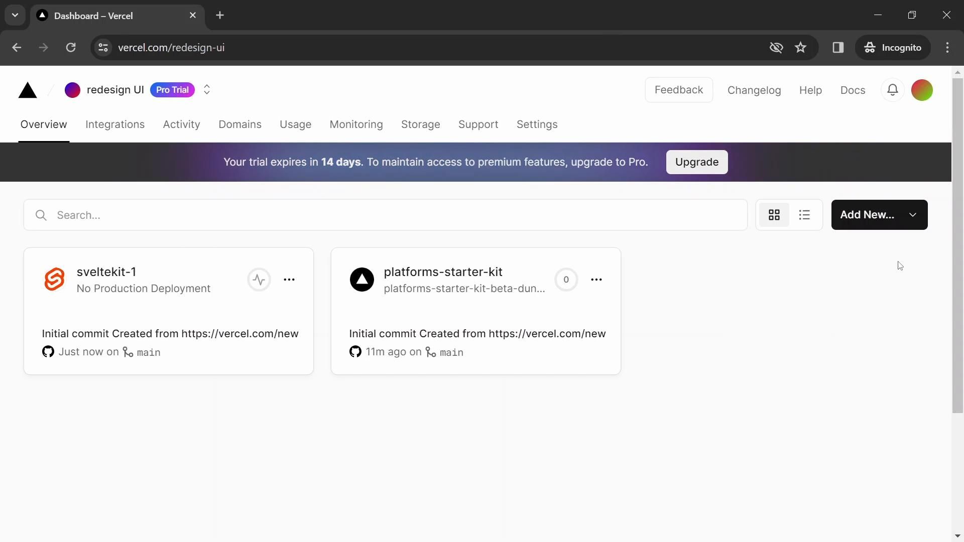 Vercel screenshot