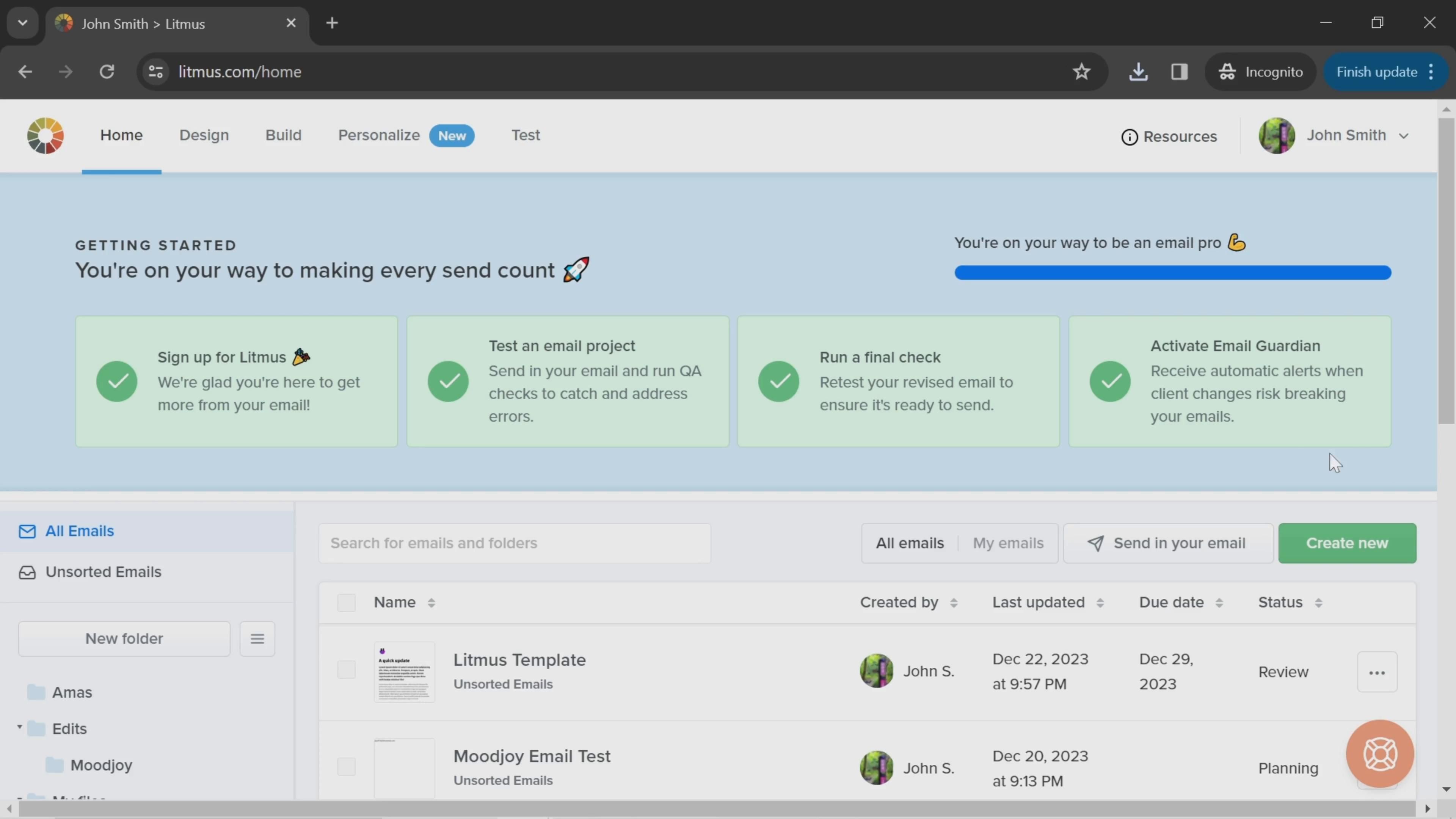 Litmus screenshot