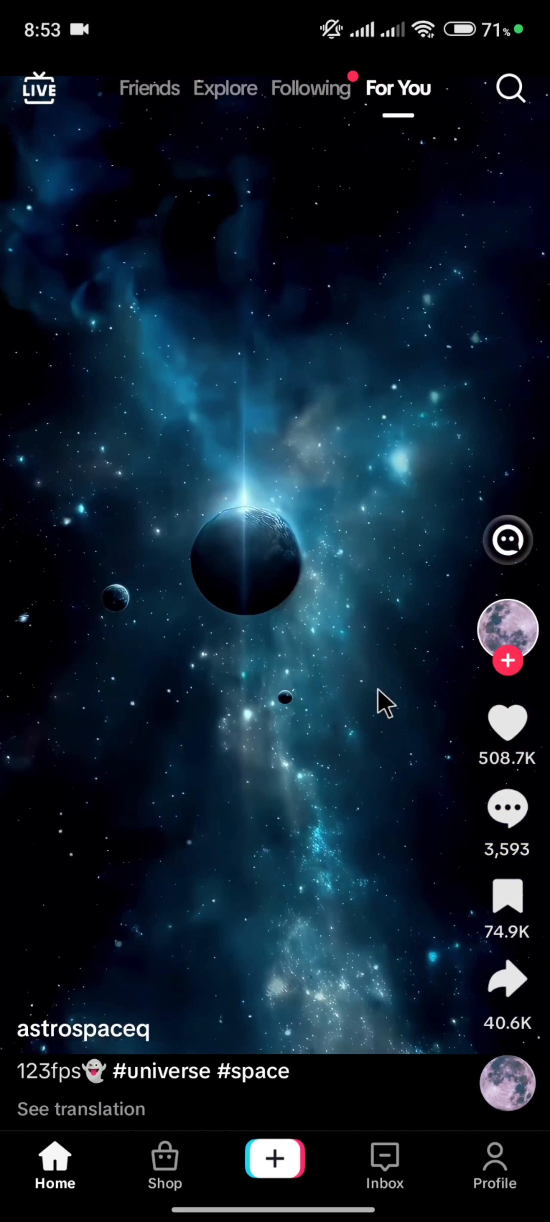 Blocking a user on TikTok video thumbnail