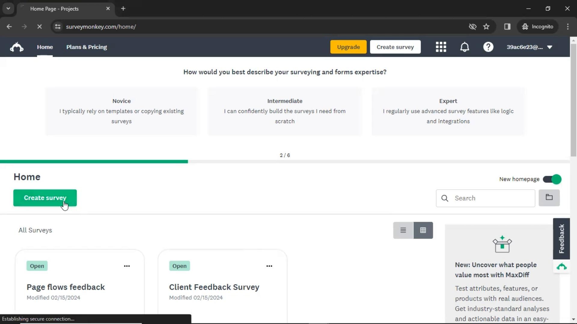 SurveyMonkey screenshot