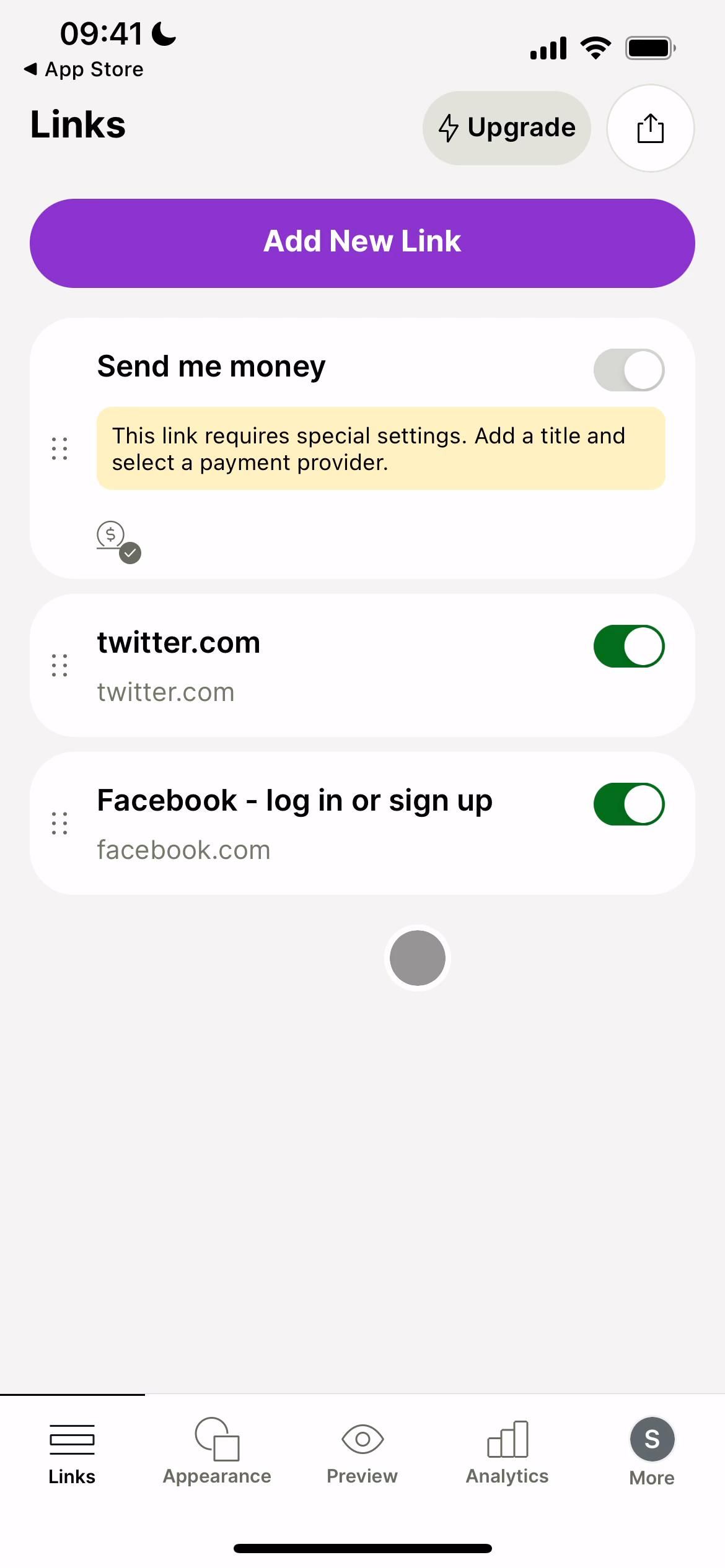 Linktree screenshot