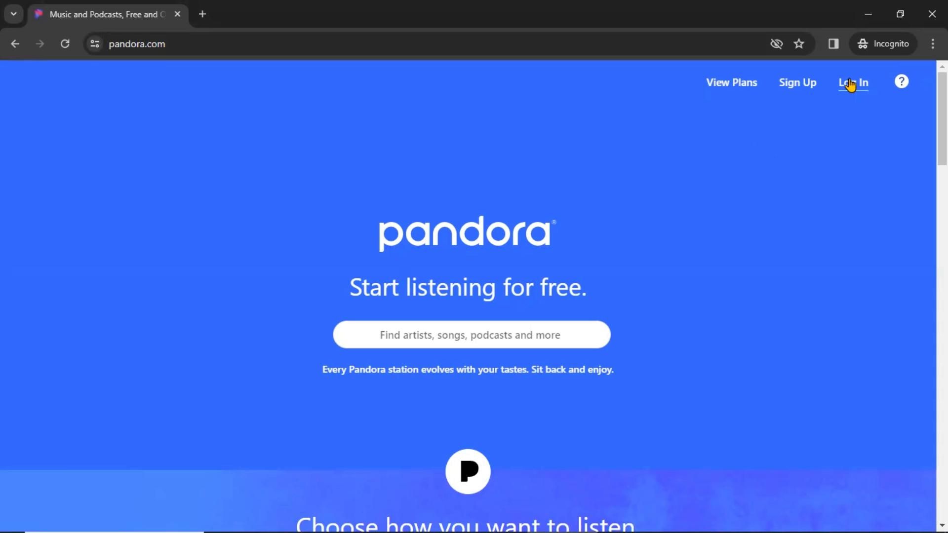 Resetting password on Pandora video thumbnail