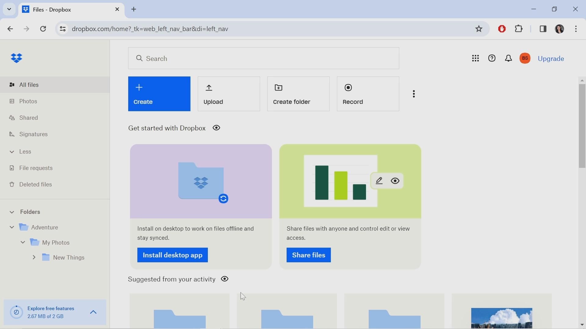Dropbox screenshot
