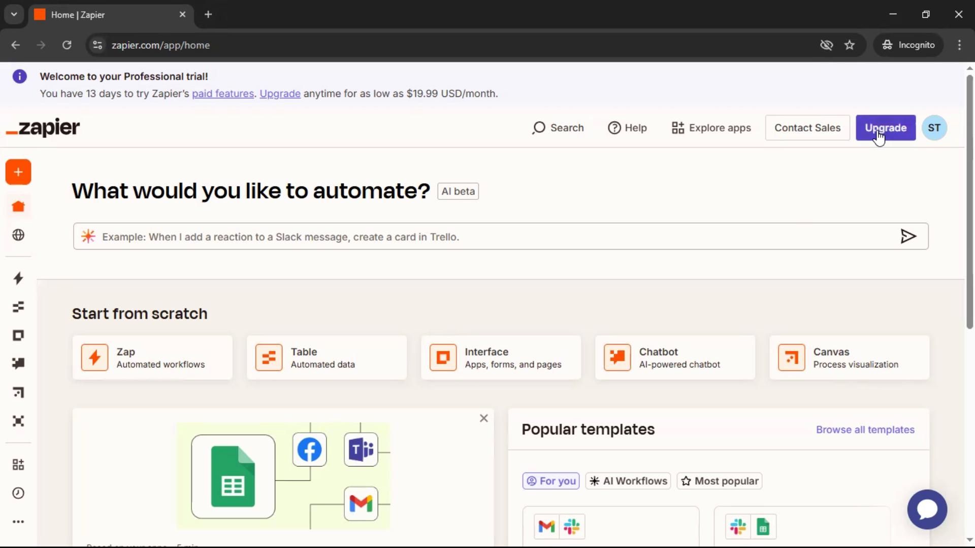 Upgrading your account on Zapier video thumbnail