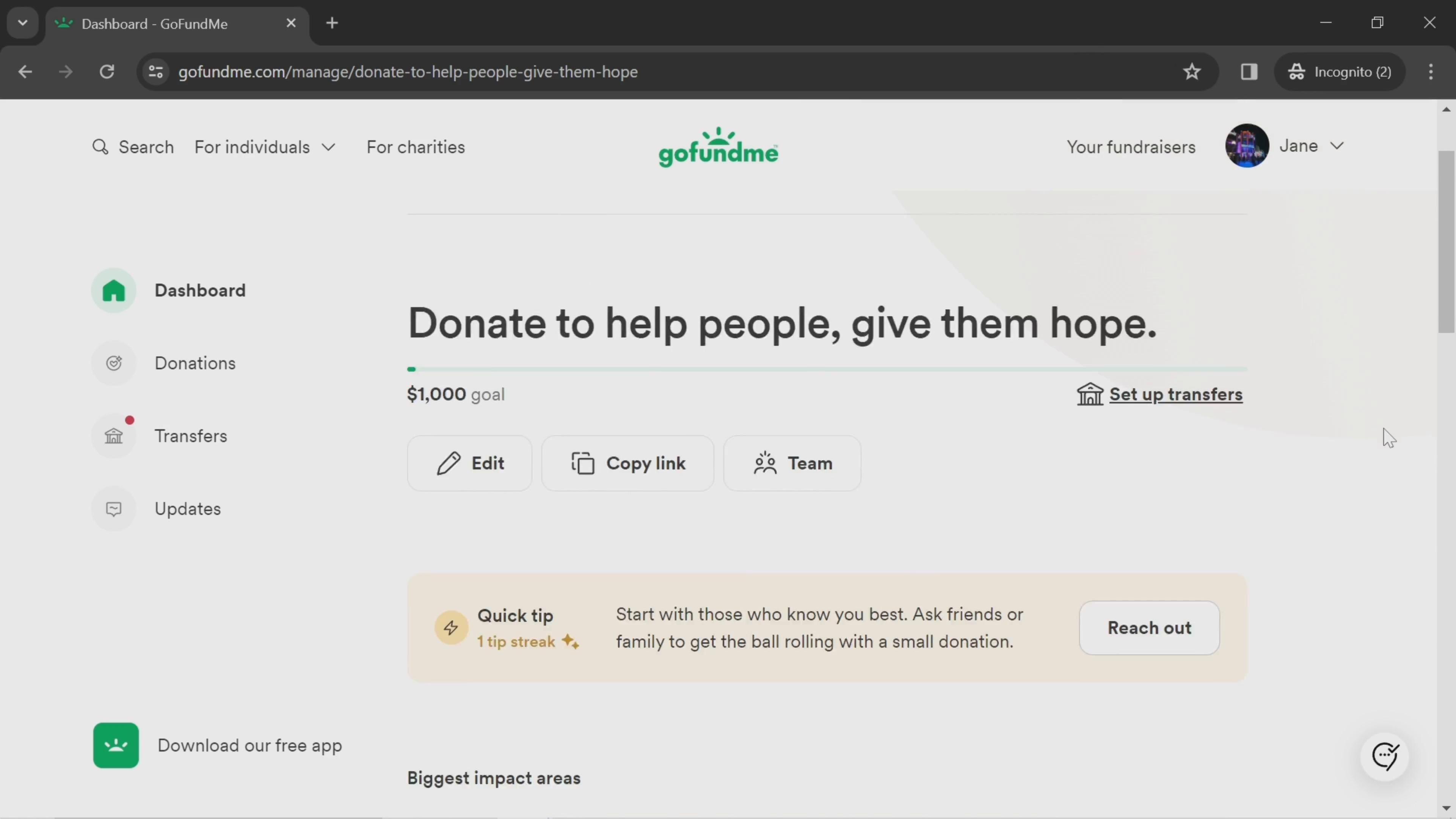 GoFundMe screenshot
