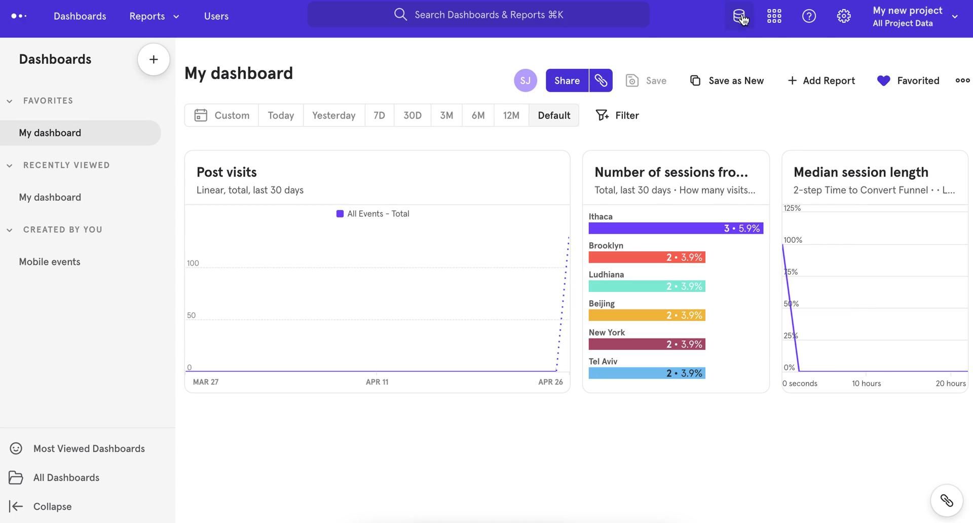Mixpanel screenshot