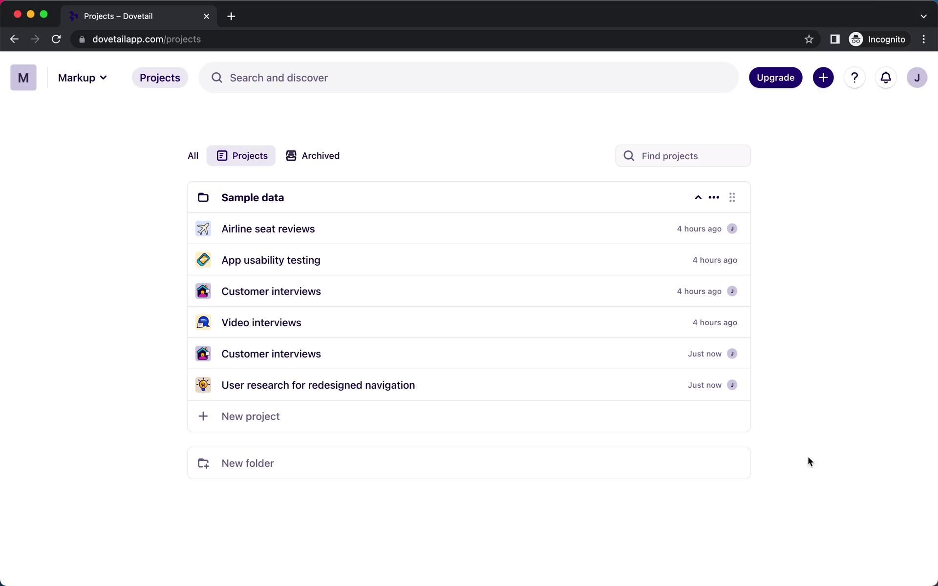 Dovetail screenshot