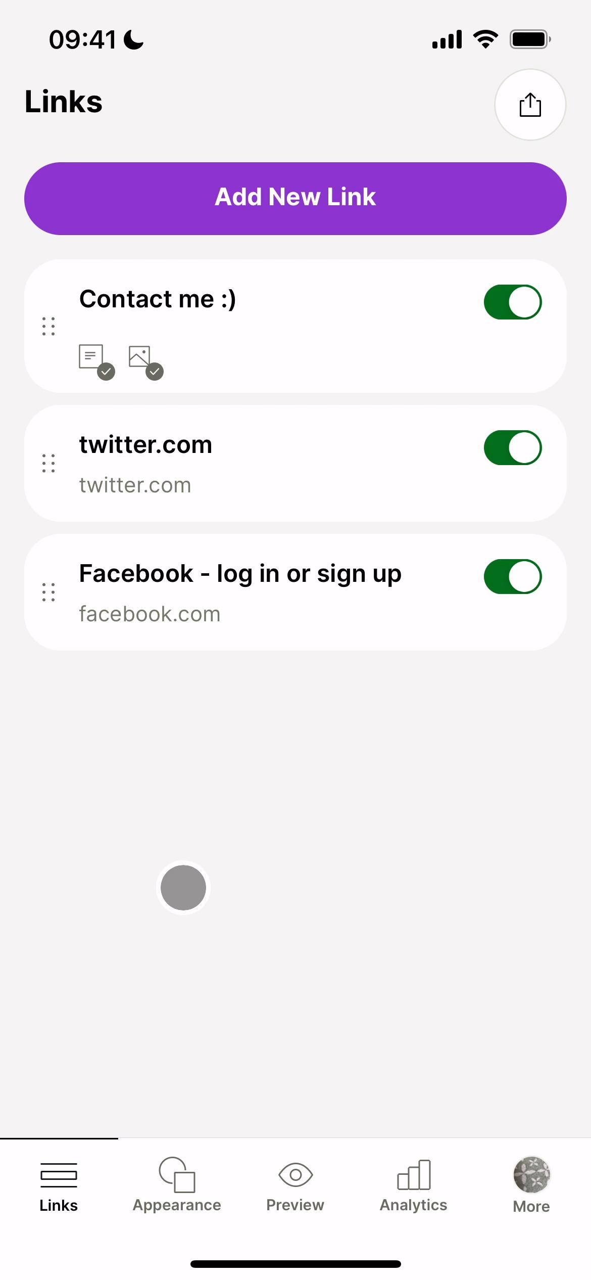 Linktree screenshot