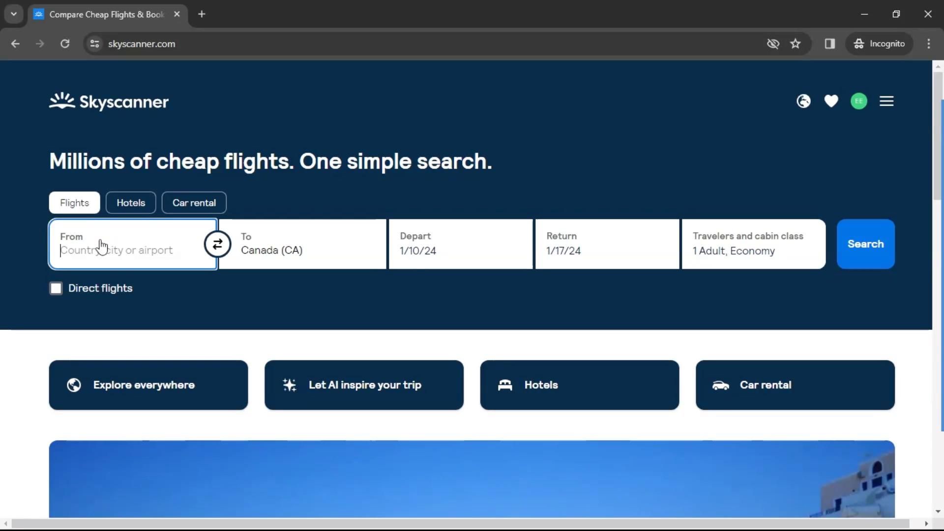 Skyscanner screenshot