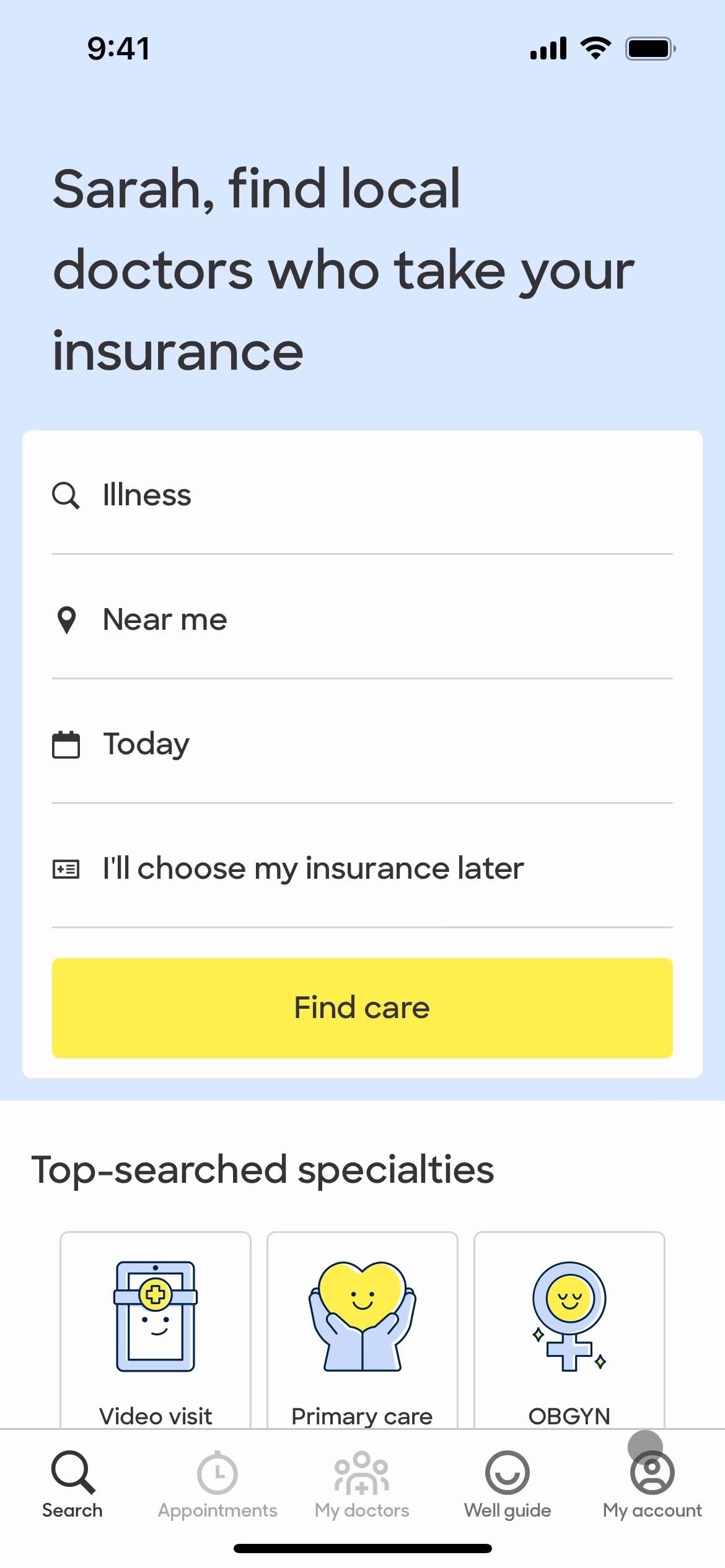 Zocdoc screenshot