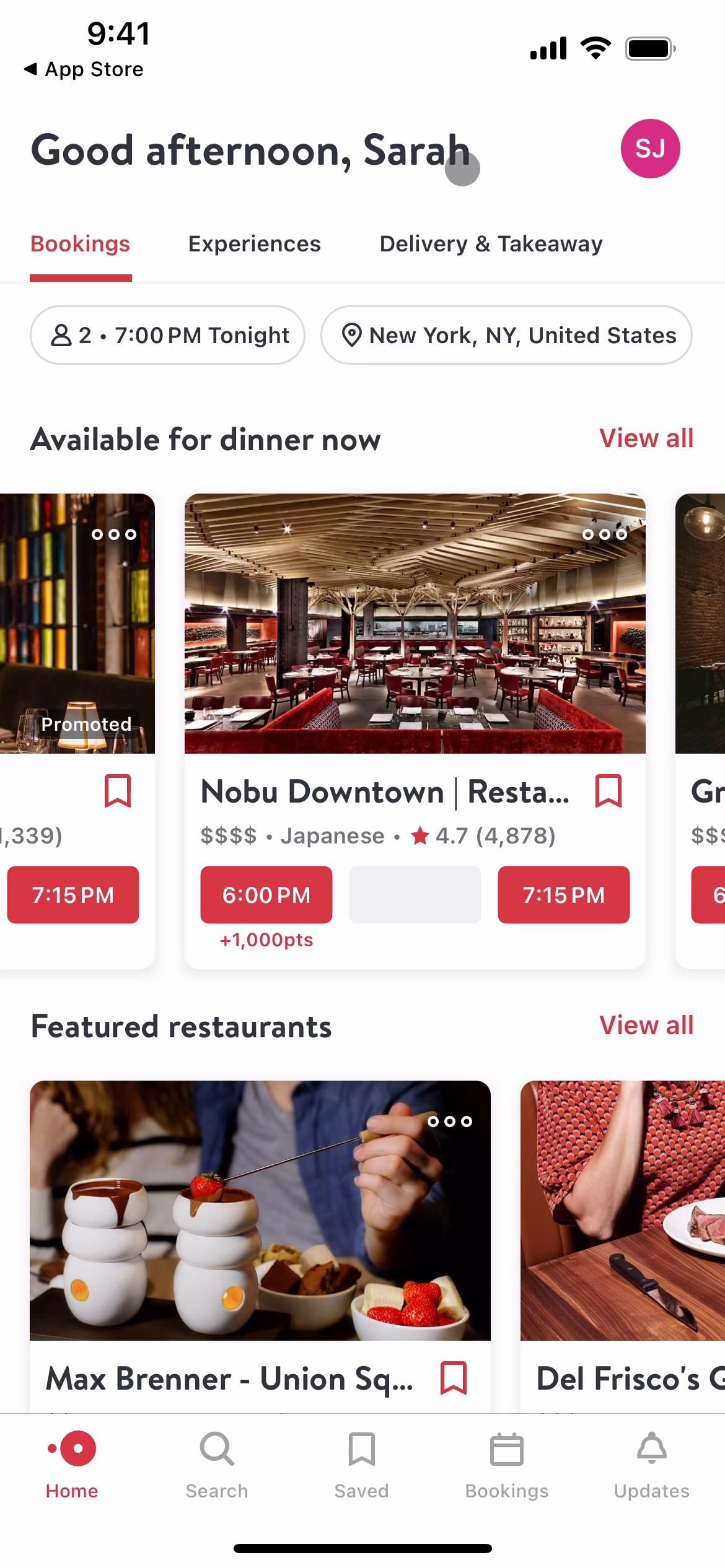 OpenTable screenshot