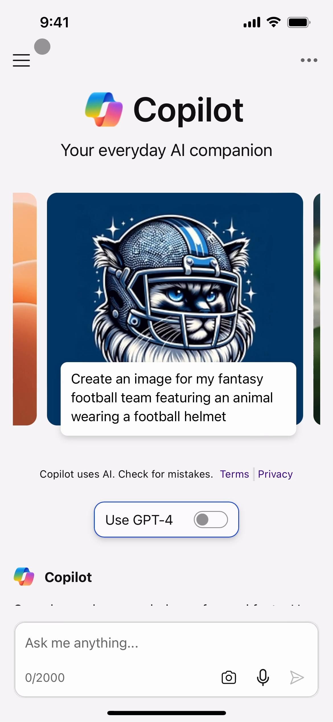Microsoft Copilot screenshot