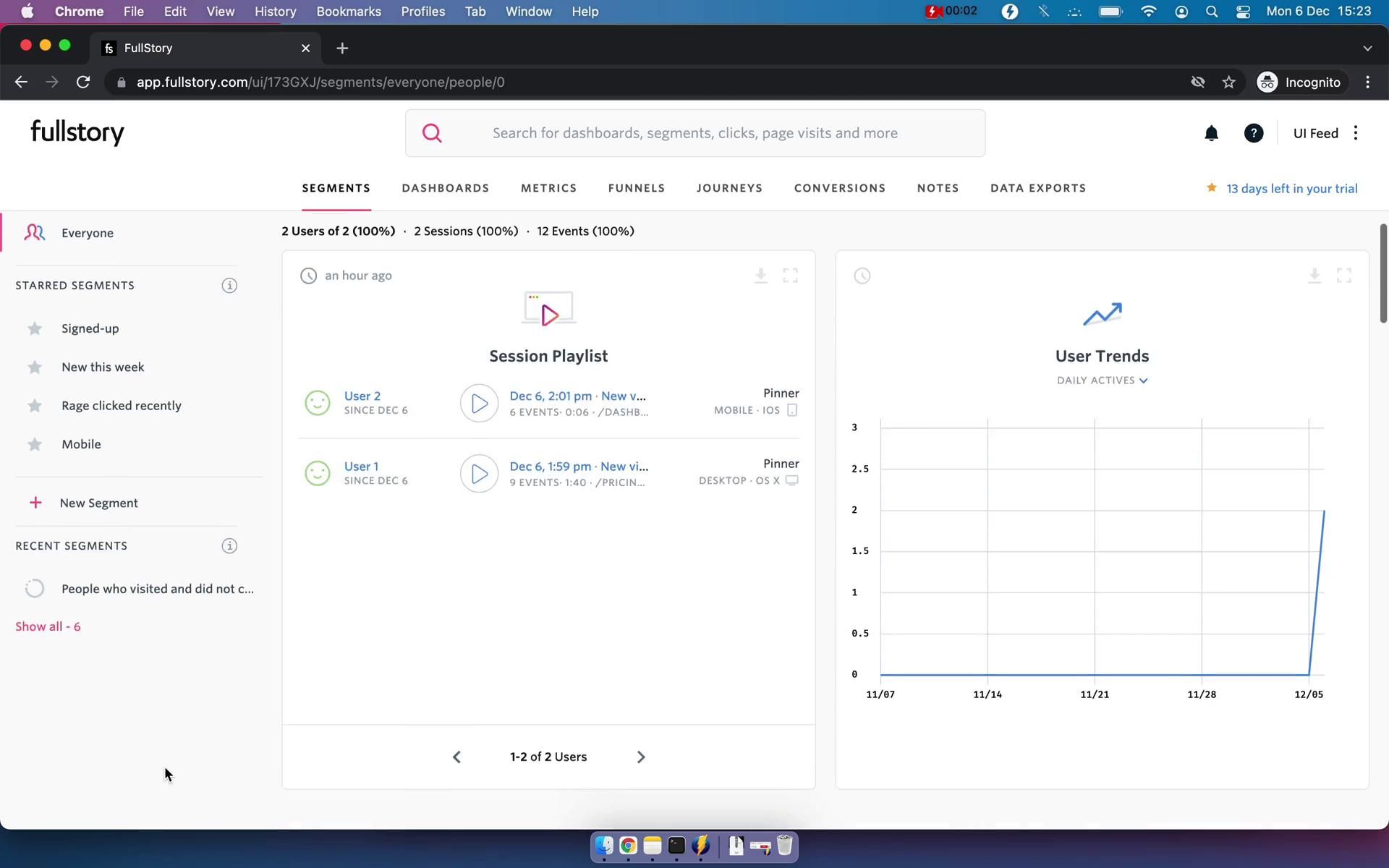 Fullstory screenshot