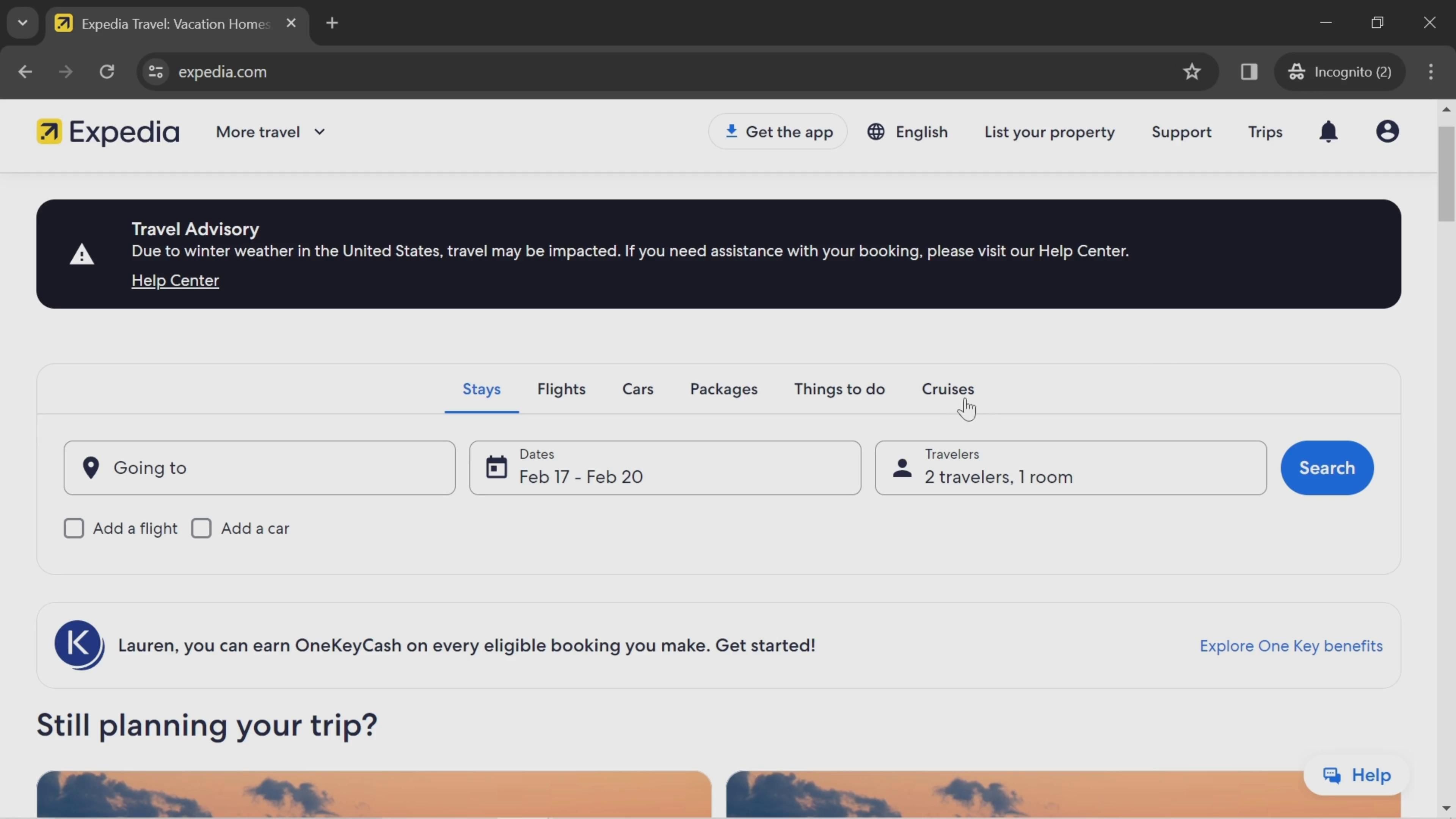 Expedia screenshot