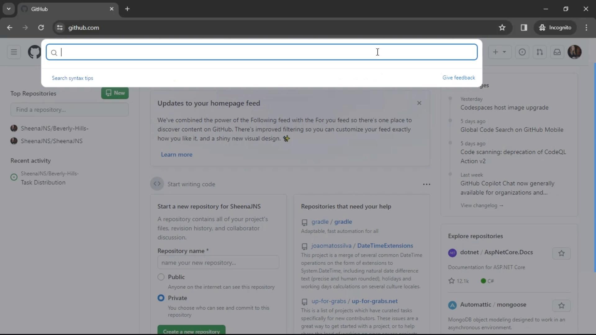 GitHub screenshot