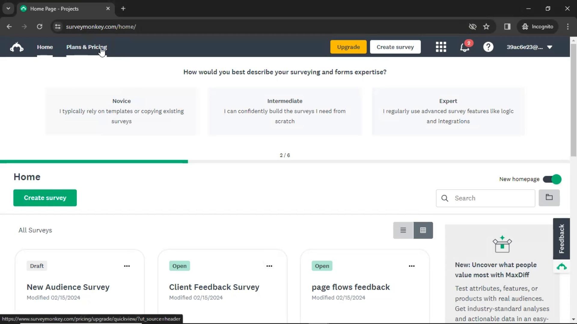 SurveyMonkey screenshot