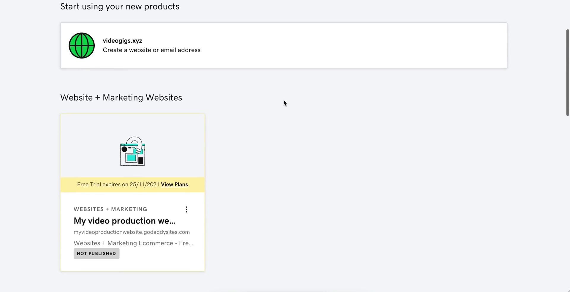 GoDaddy screenshot