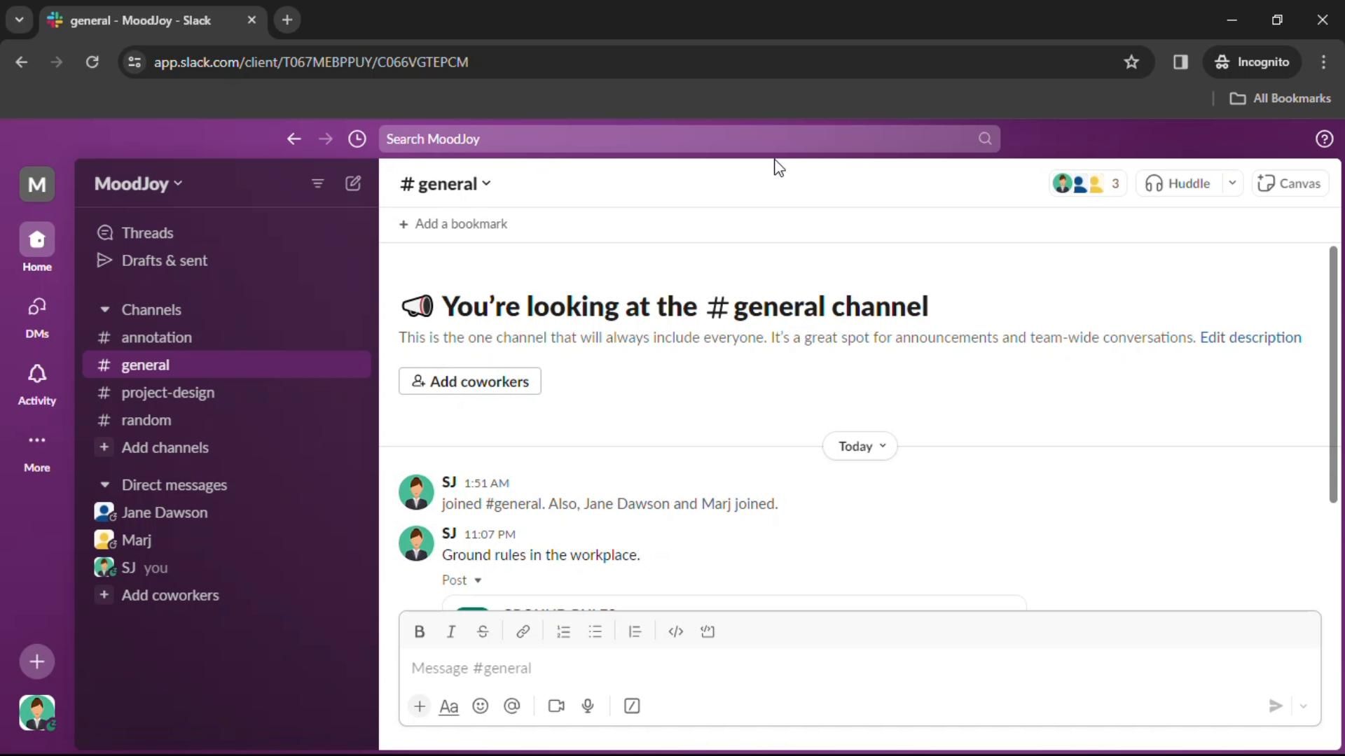 Slack screenshot