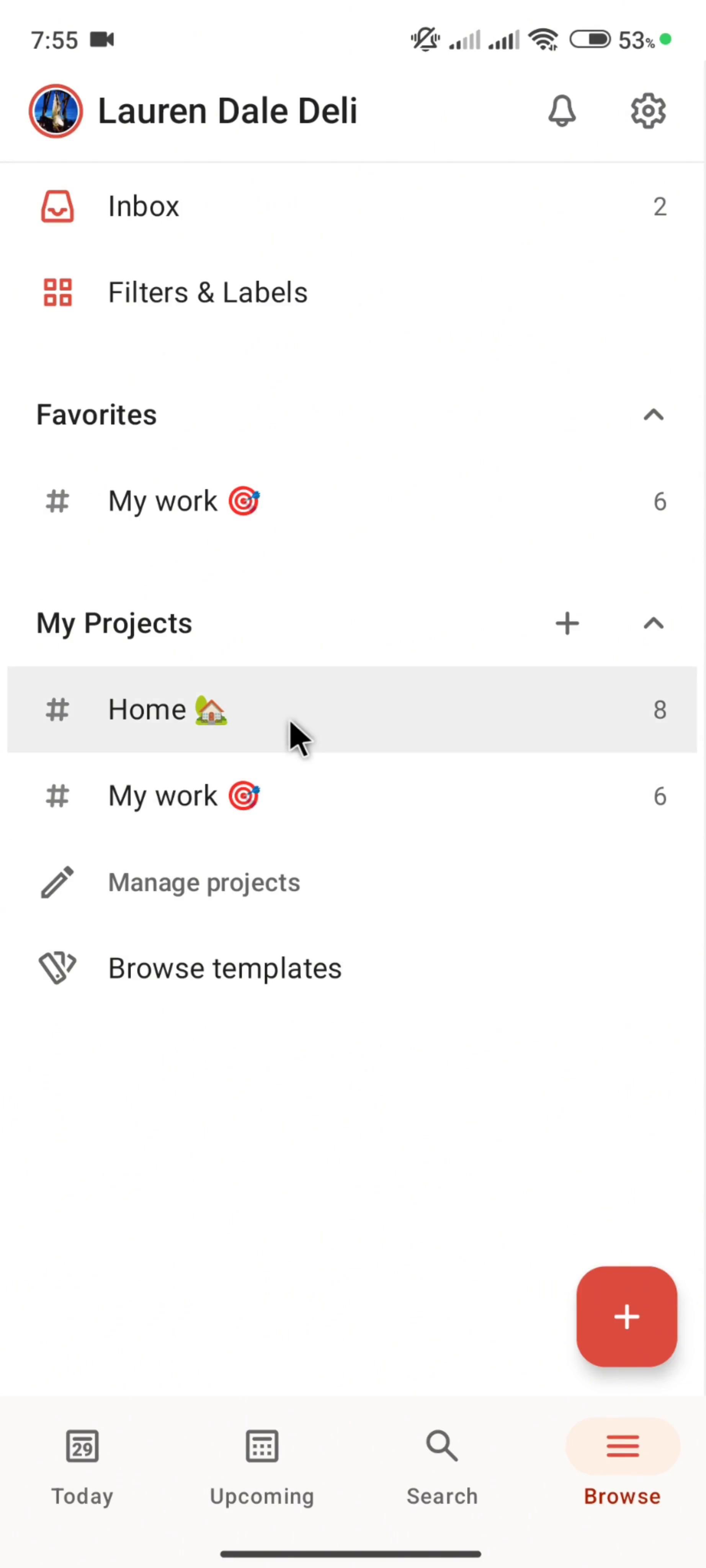 Renaming a section on Todoist video thumbnail