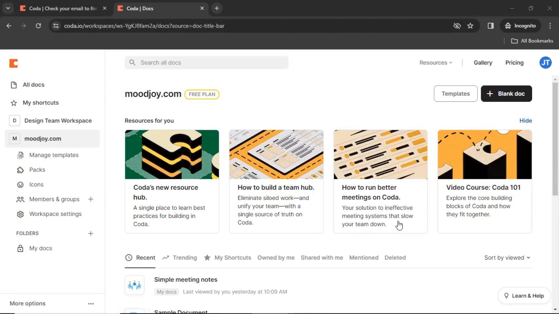 Coda screenshot